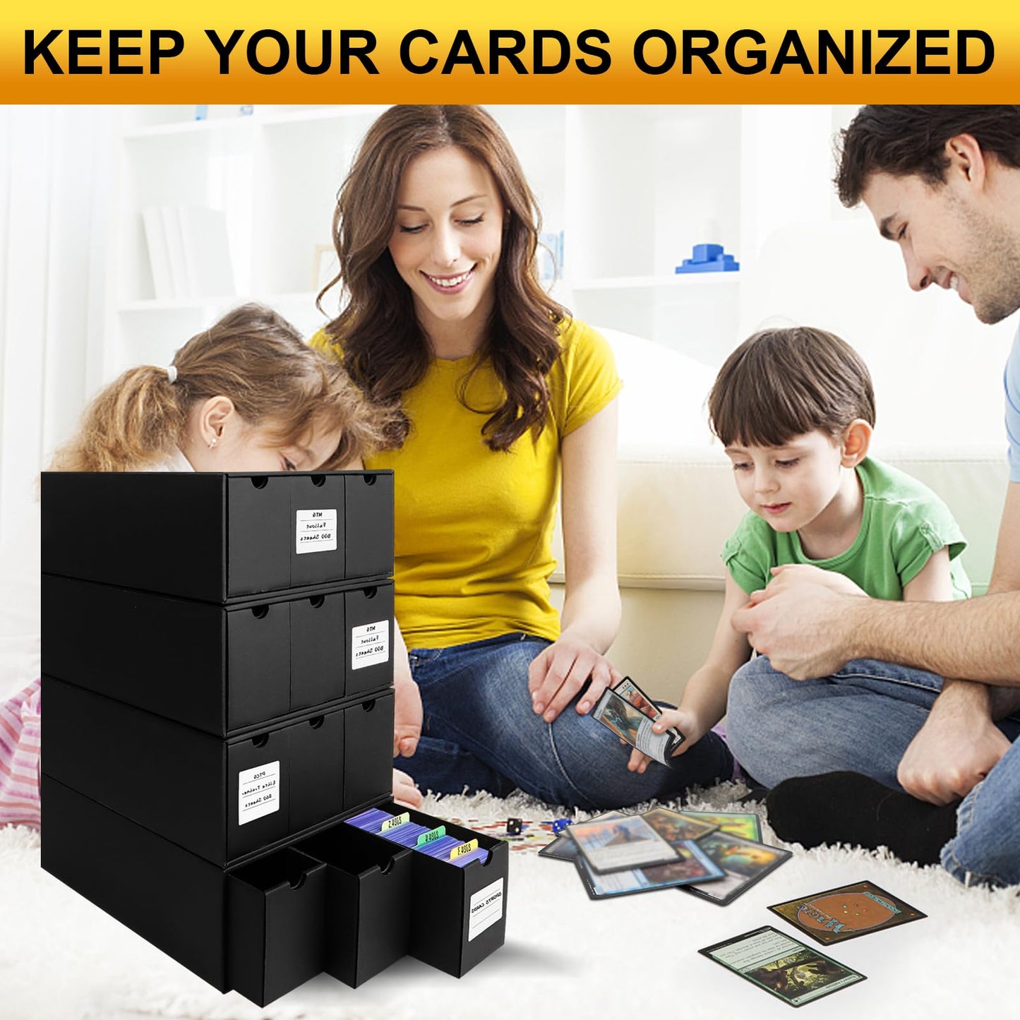 REAQUE Toploader Storage Box — 1300+ Toploaders Capacity, 12-Drawer Card Organizer