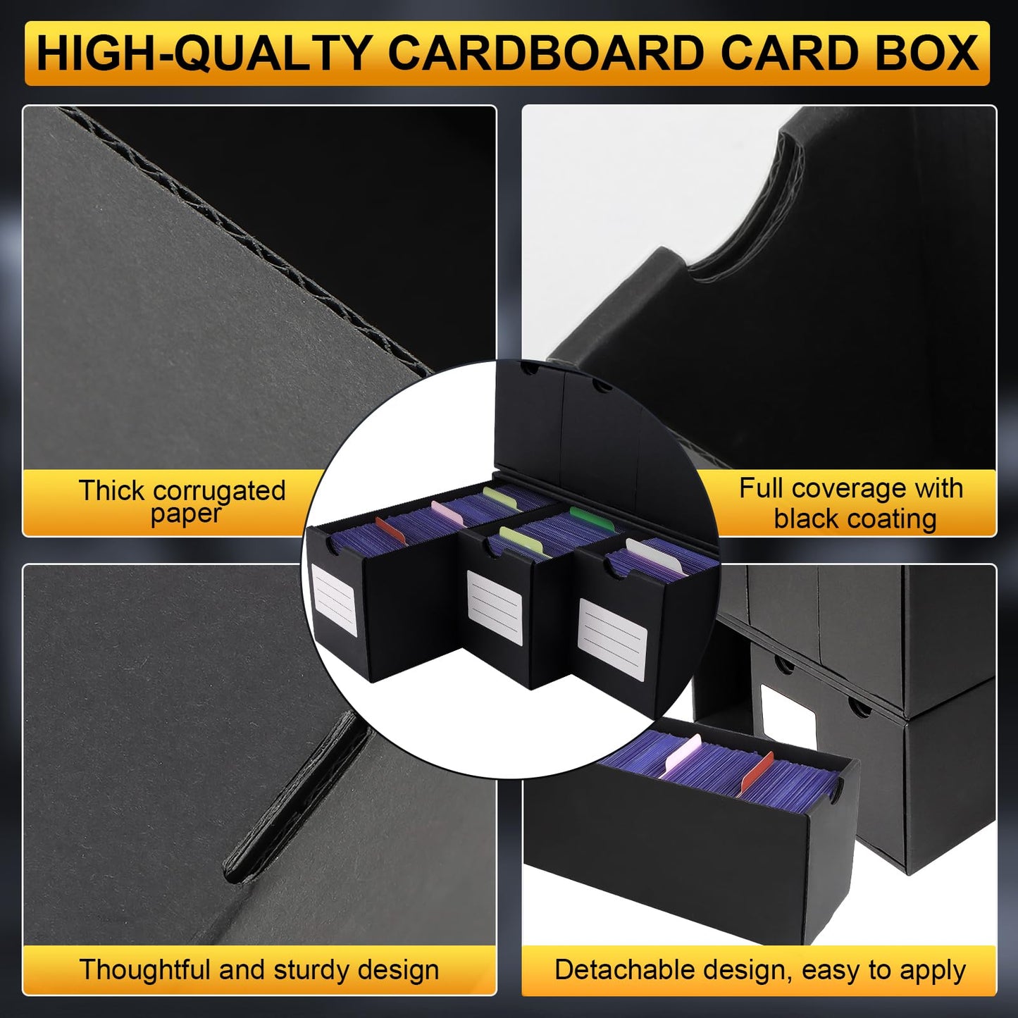 REAQUE Toploader Storage Box – 2600+ Toploaders Capacity, 72 Dividers, 3 Labels, 5 Tapes