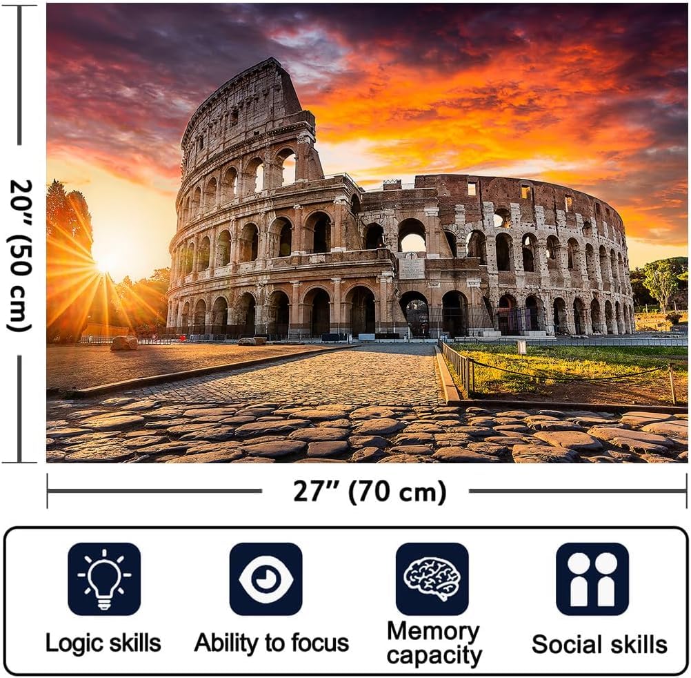 RECHIATO 1000-Piece Colosseum Rome Puzzle – Challenging Nature Scene