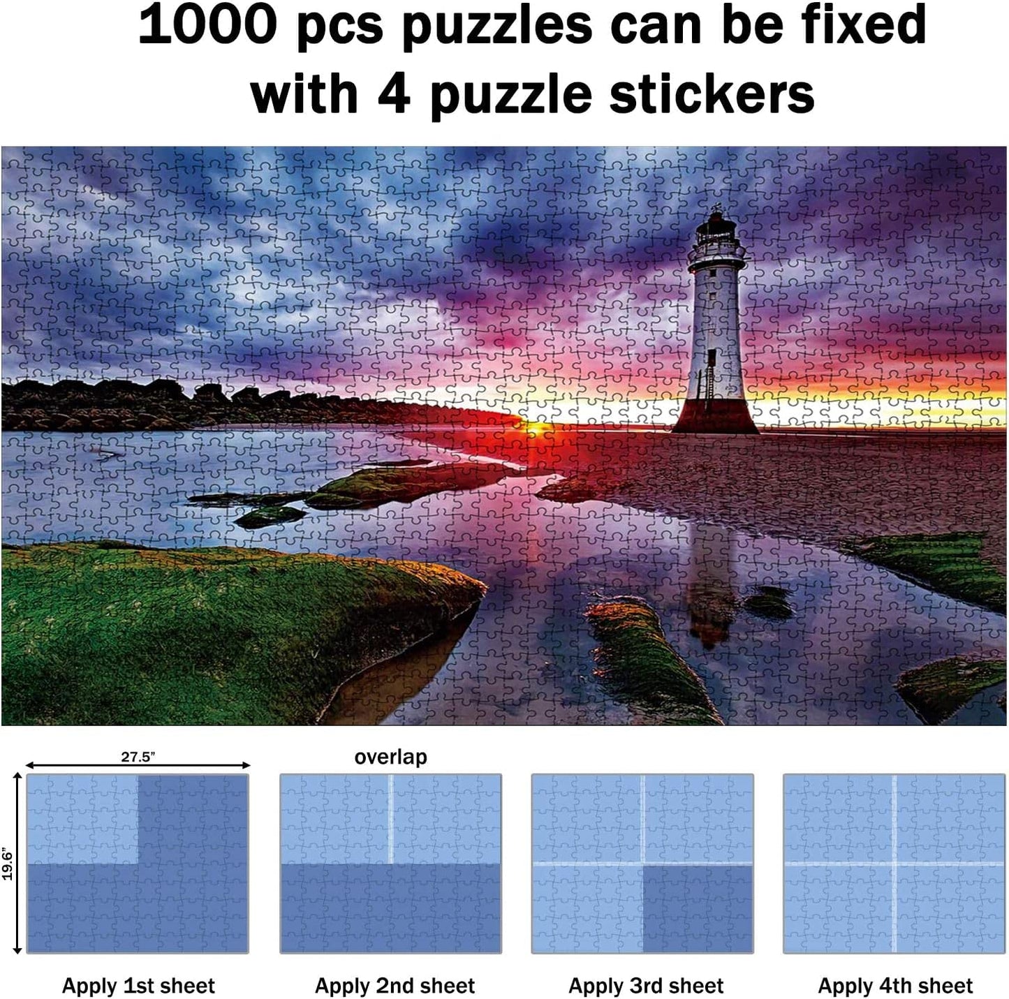 RECHIATO Preserve 6x1000 Jigsaw Puzzle Glue Sheets – 24 Peel & Stick Saver Sheets