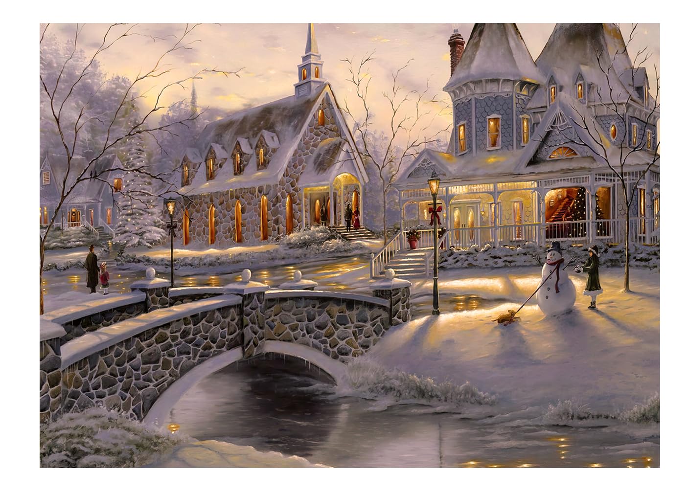 RECHIATO Thomas Kinkade Winter Holiday Jigsaw Puzzle – 1000+ Pieces for Adults