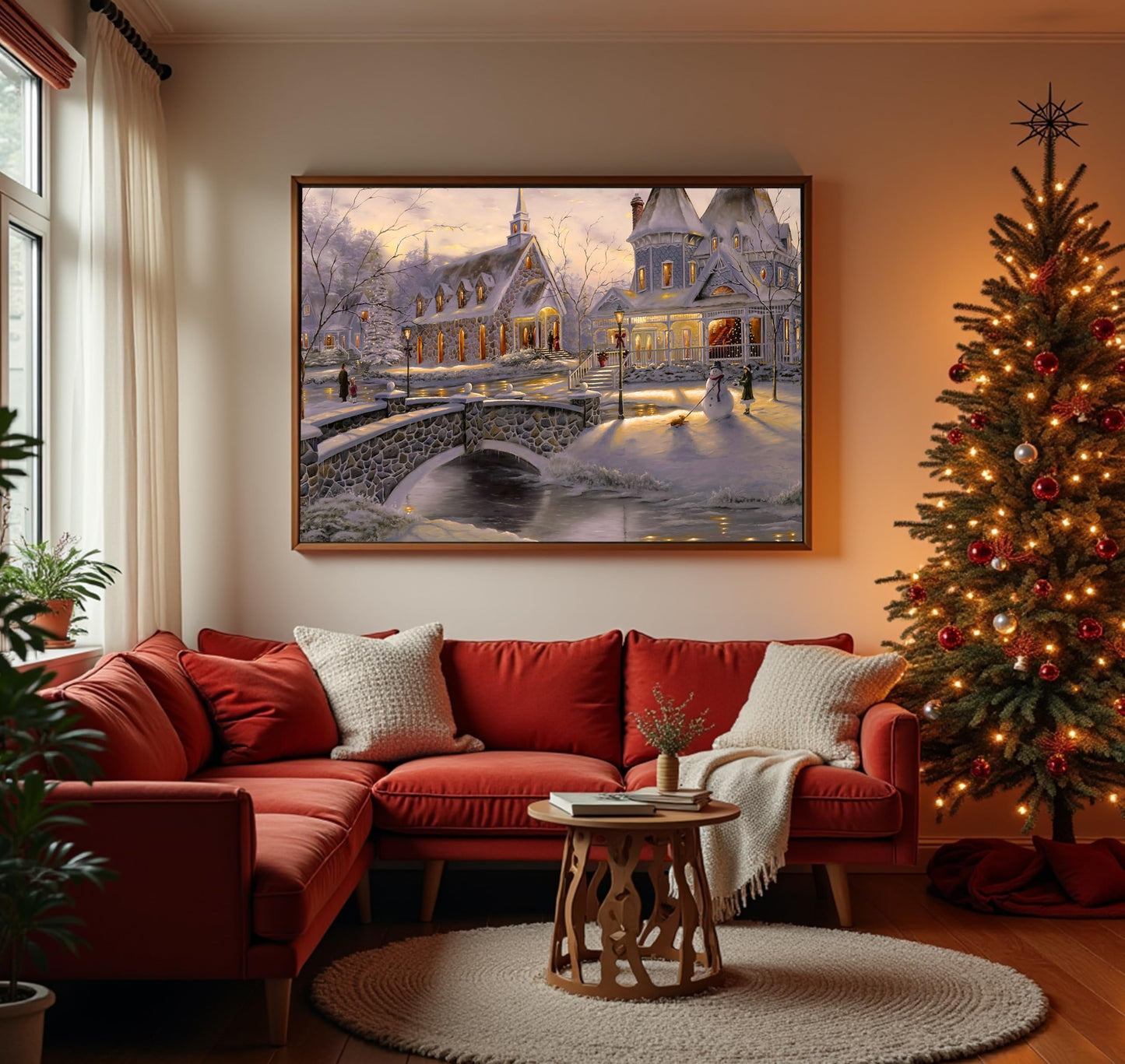 RECHIATO Thomas Kinkade Winter Holiday Jigsaw Puzzle – 1000+ Pieces for Adults