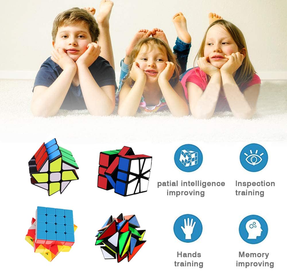 R RECOMFIT 13-Pack Speed Cube Set | Megaminx, Mirror, Pyramid, Angle Wheel & Square King Puzzles for Kids & Adults