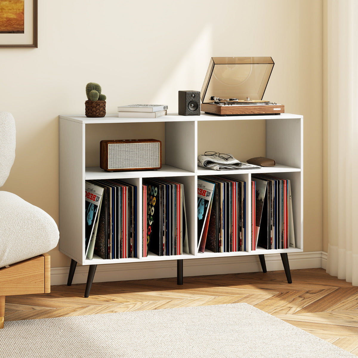 Record Player Stand 3-Tier Turntable Stand-Rustic Brown