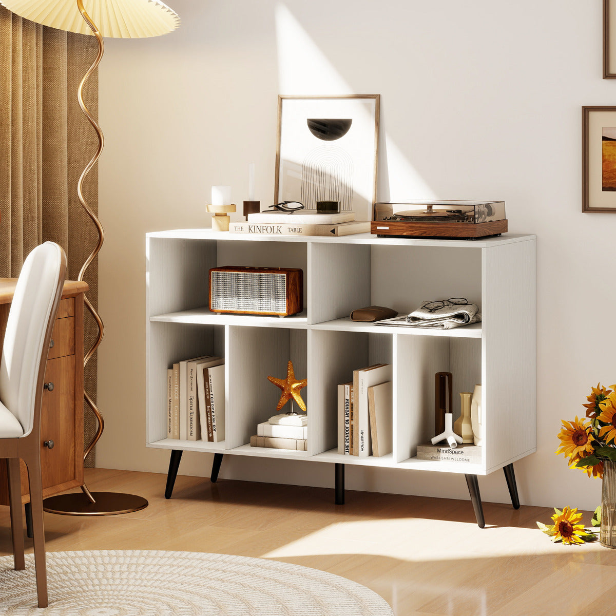 Record Player Stand 3-Tier Turntable Stand-Rustic Brown