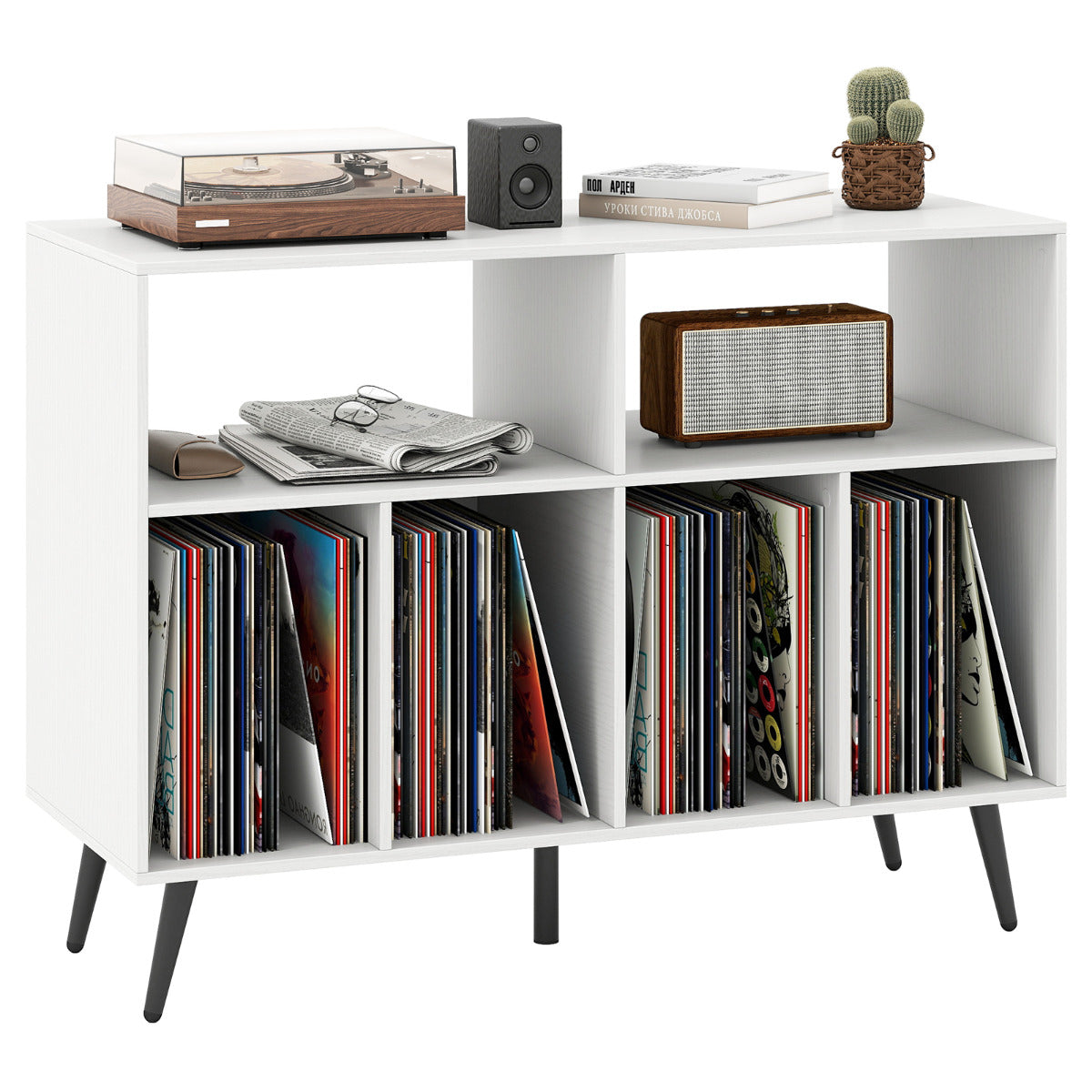 Record Player Stand 3-Tier Turntable Stand-Rustic Brown