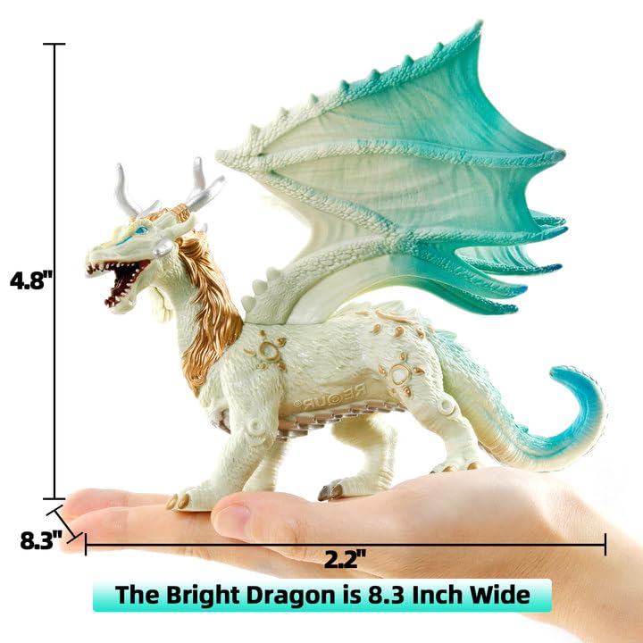 RECUR Bright Dragon Action Figurine - White Dragon Figure for RPGs, Tabletop & Display