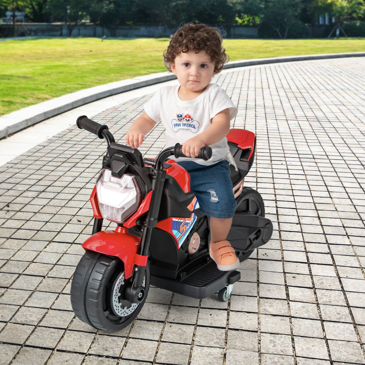 6V Kids Ride-on Motorcycle with 2-wheel/3-wheel Conversion & Detachable Training Wheels-Blue