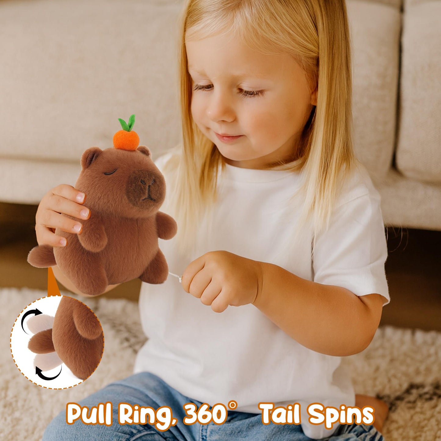 redaica 4-in-1 Interactive Capybara Plush Keychain | Portable Fun & Squeaky Toy