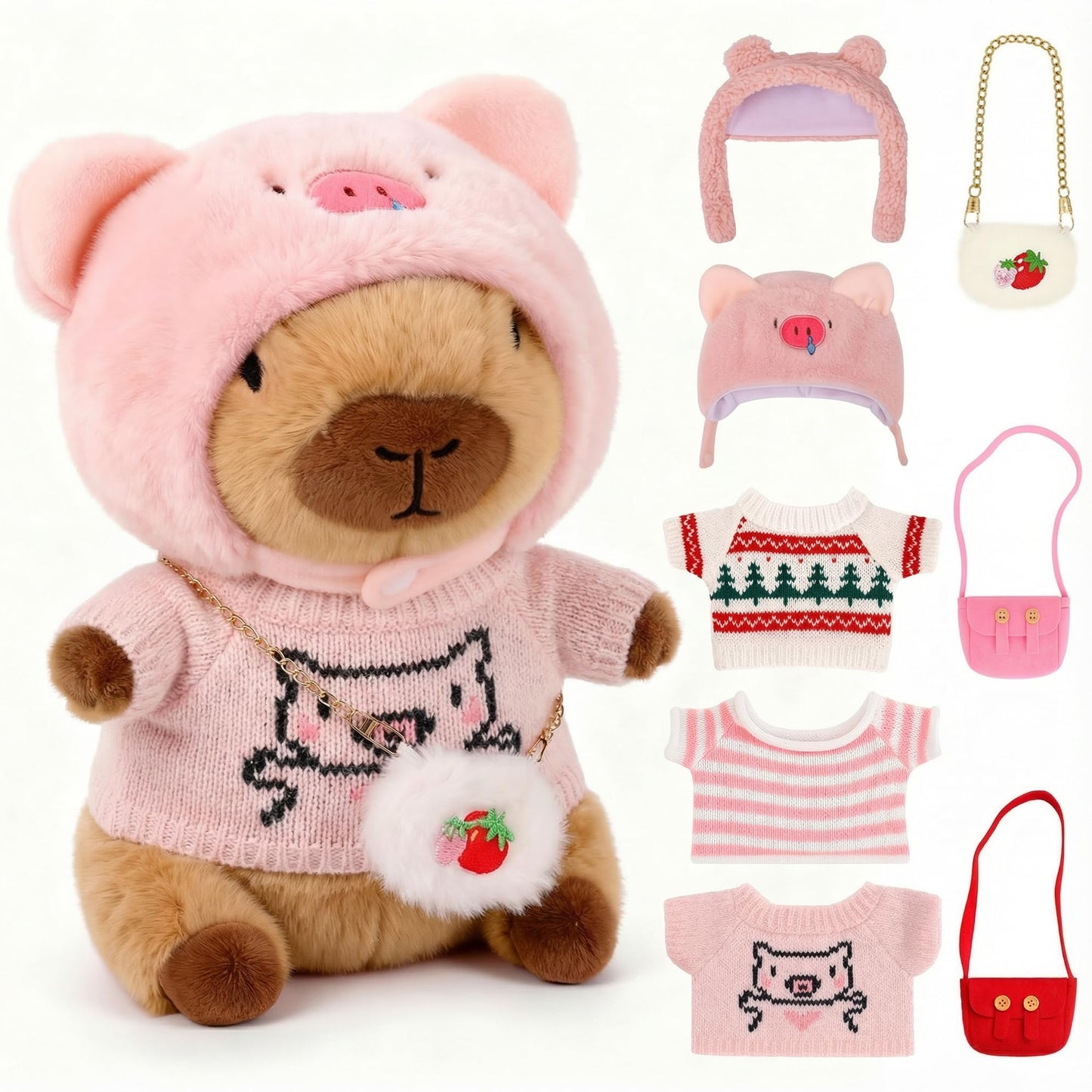 redaica Capybara Plush Dress-Up Set – 9-Piece Clothes & Accessories for Kids