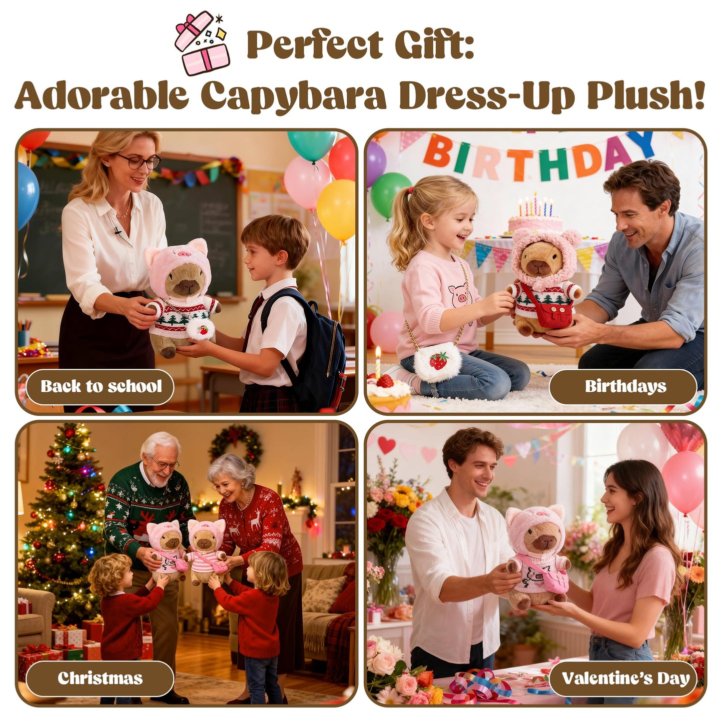 redaica Capybara Plush Dress-Up Set – 9-Piece Clothes & Accessories for Kids