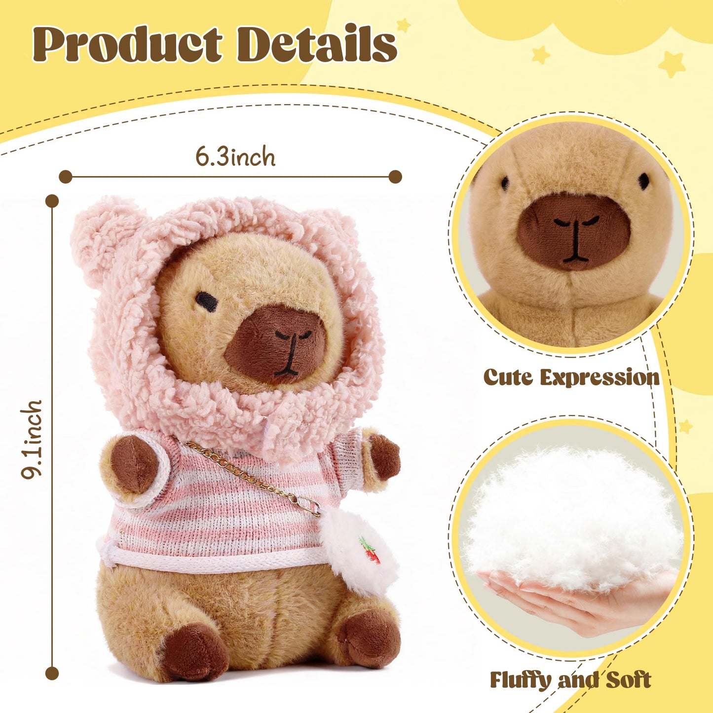 redaica Capybara Plush Dress-Up Set – 9-Piece Clothes & Accessories for Kids