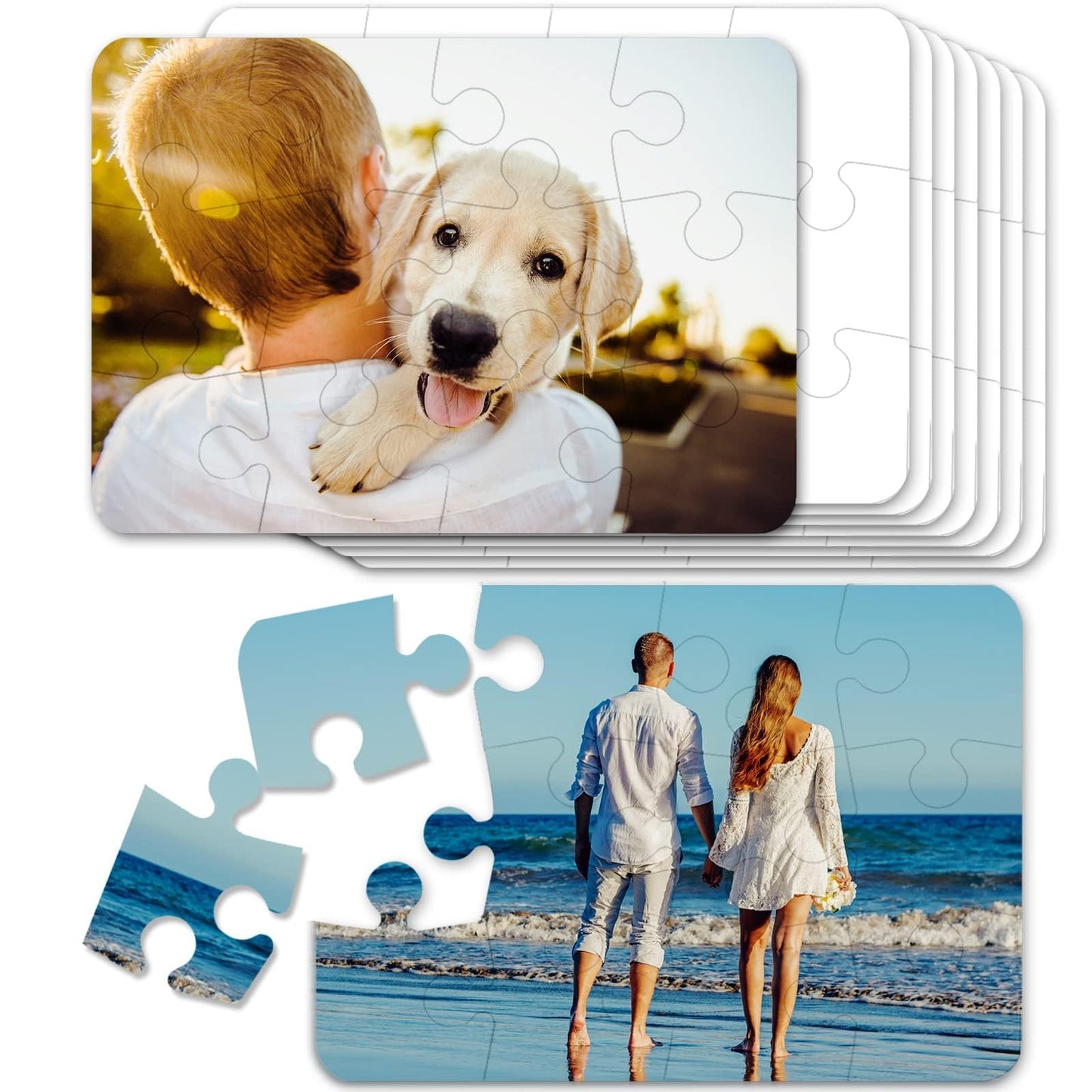 REDANHA 8 Sets Blank White Jigsaw Puzzles for Sublimation | DIY Custom Puzzles (A5-12)