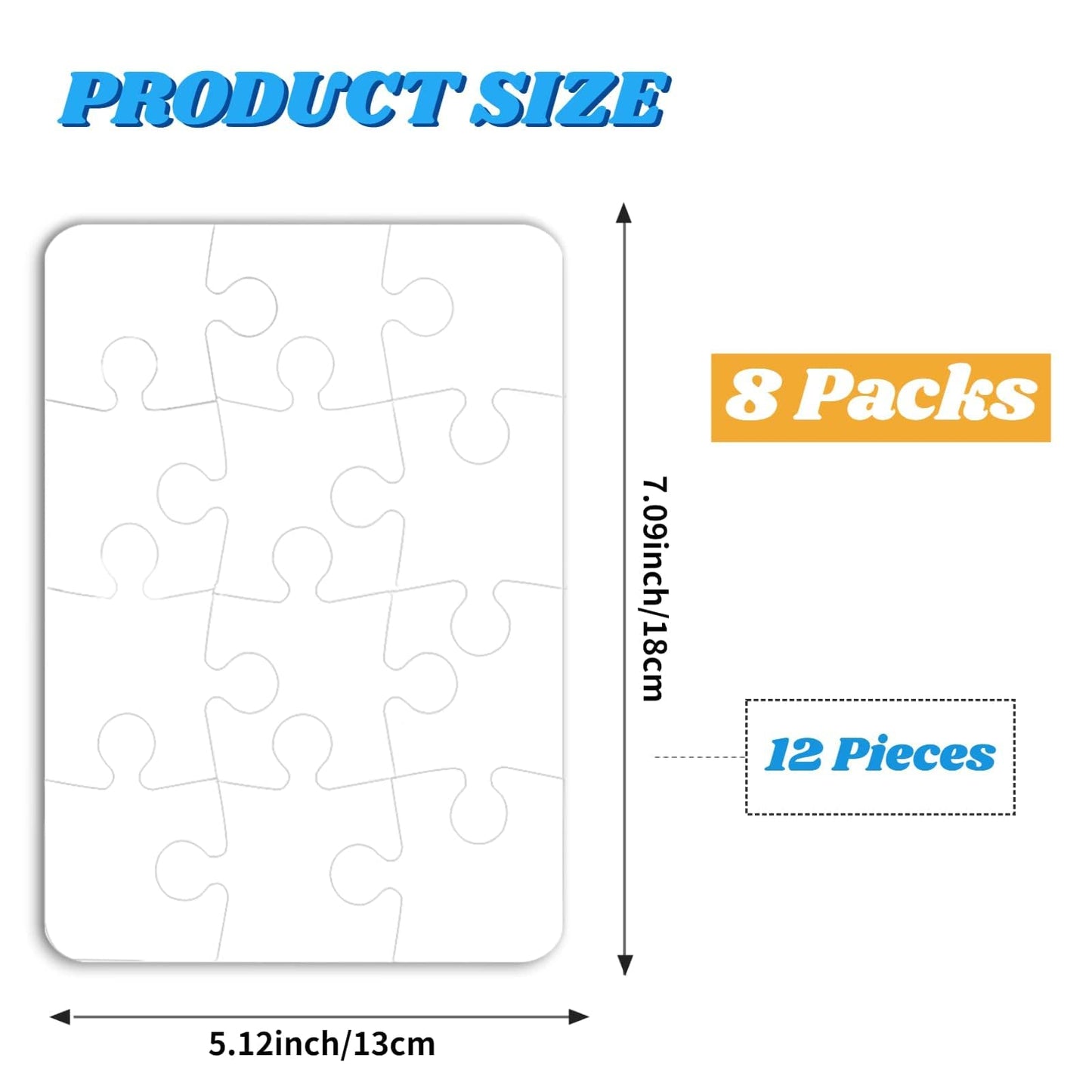REDANHA 8 Sets Blank White Jigsaw Puzzles for Sublimation | DIY Custom Puzzles (A5-12)