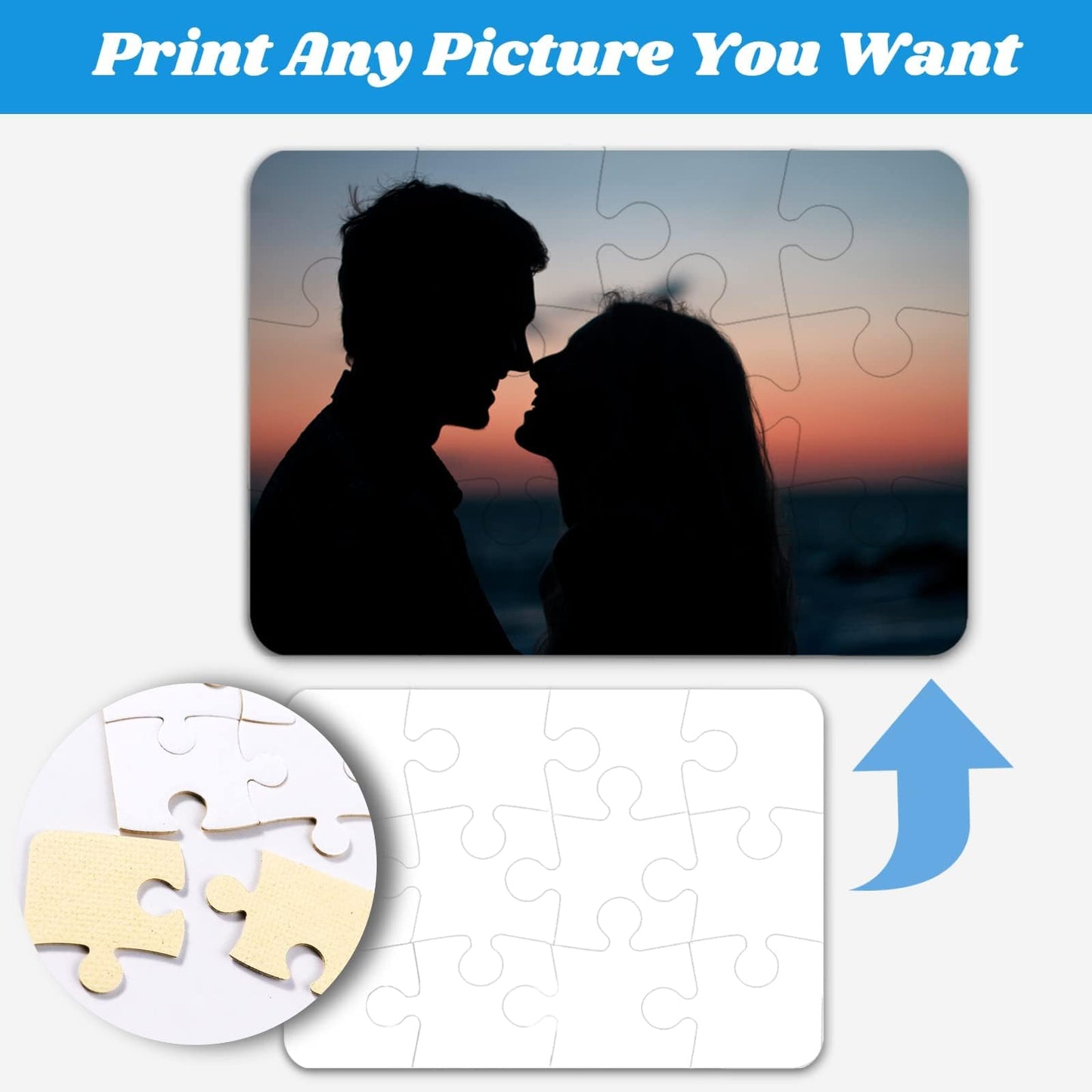 REDANHA 8 Sets Blank White Jigsaw Puzzles for Sublimation | DIY Custom Puzzles (A5-12)