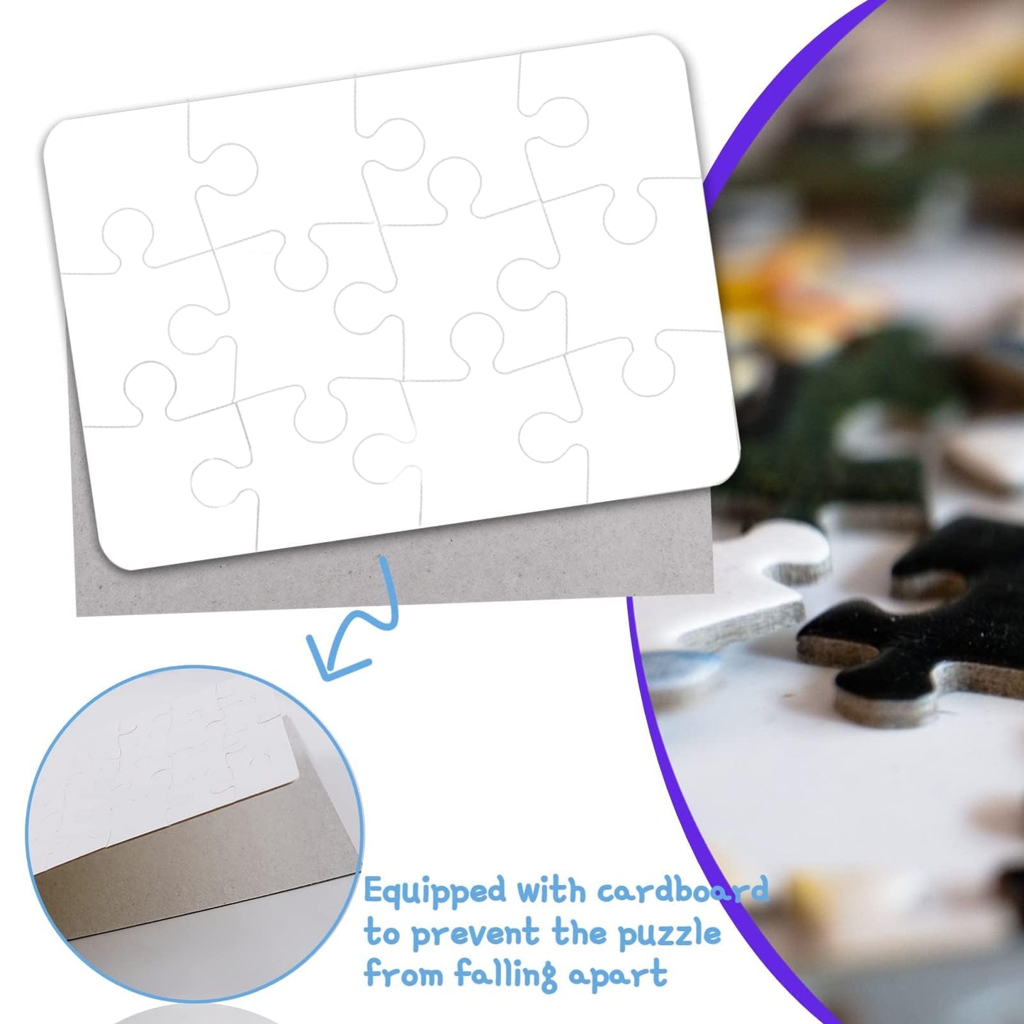 REDANHA 8 Sets Blank White Jigsaw Puzzles for Sublimation | DIY Custom Puzzles (A5-12)