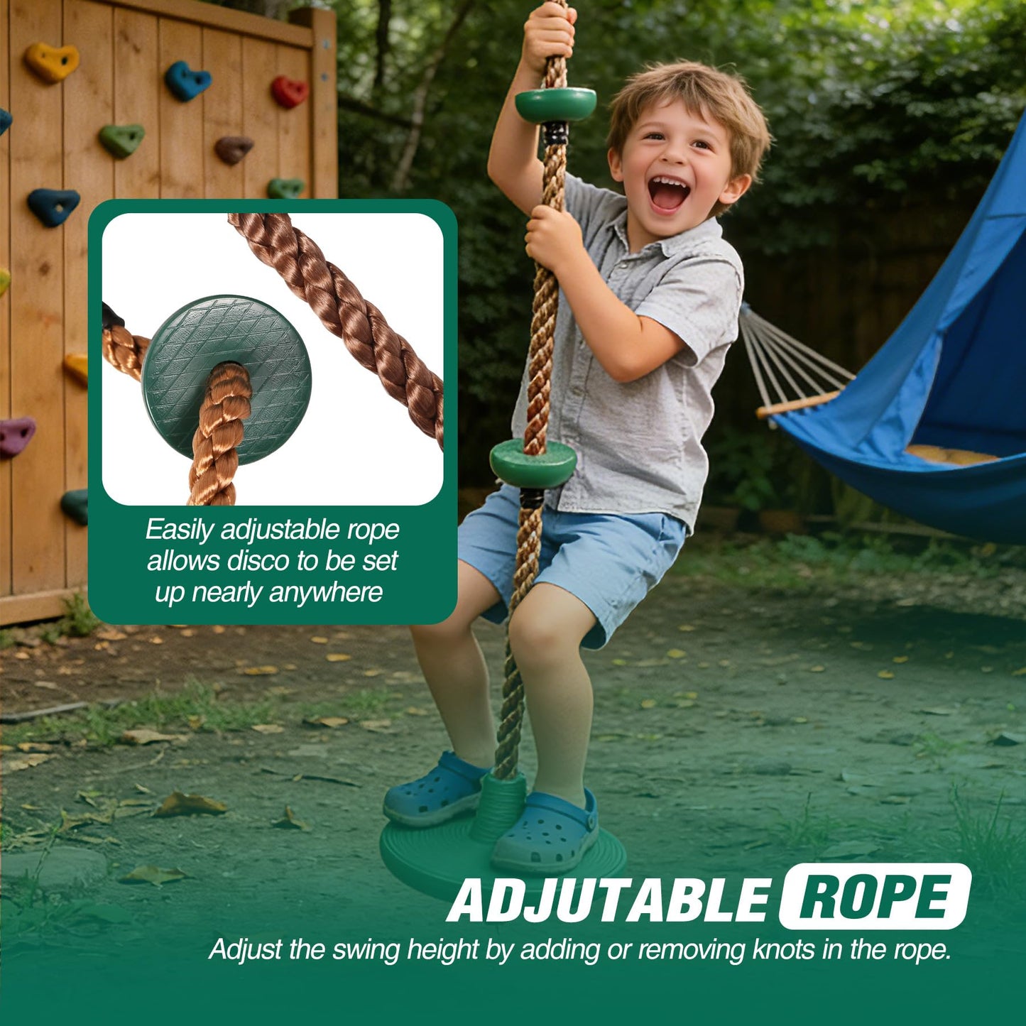 REDCAMP Climbing Rope Swing for Trees – Heavy-Duty Disc Swing with Strap & Hooks