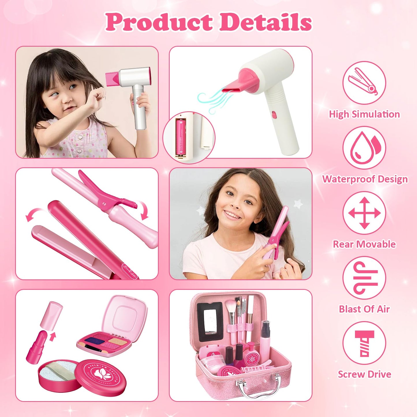 RedCrab Kids Beauty Salon Toy Set – Pretend Hair Stylist Kit for Girls 3-8