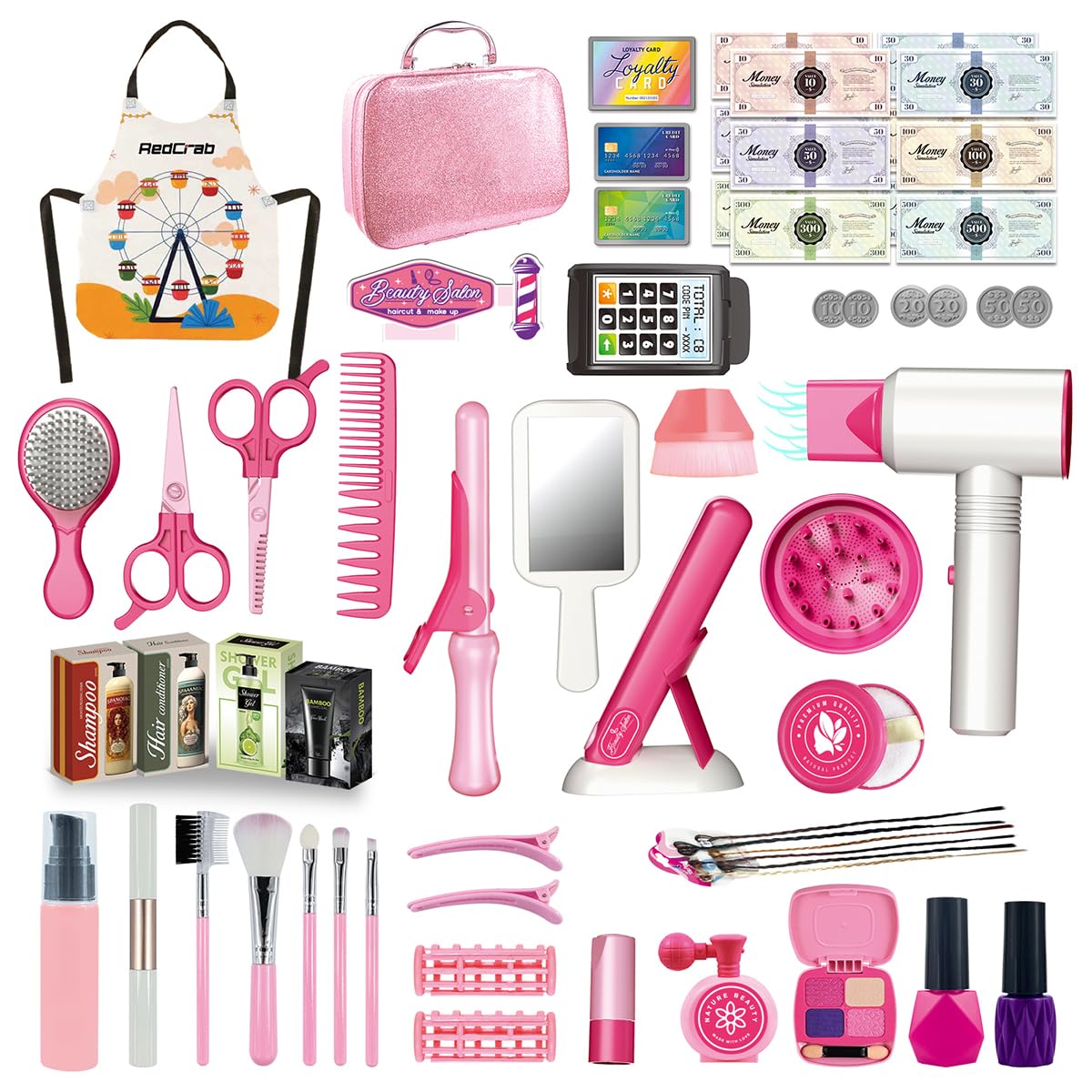 RedCrab Kids Beauty Salon Toy Set – Pretend Hair Stylist Kit for Girls 3-8