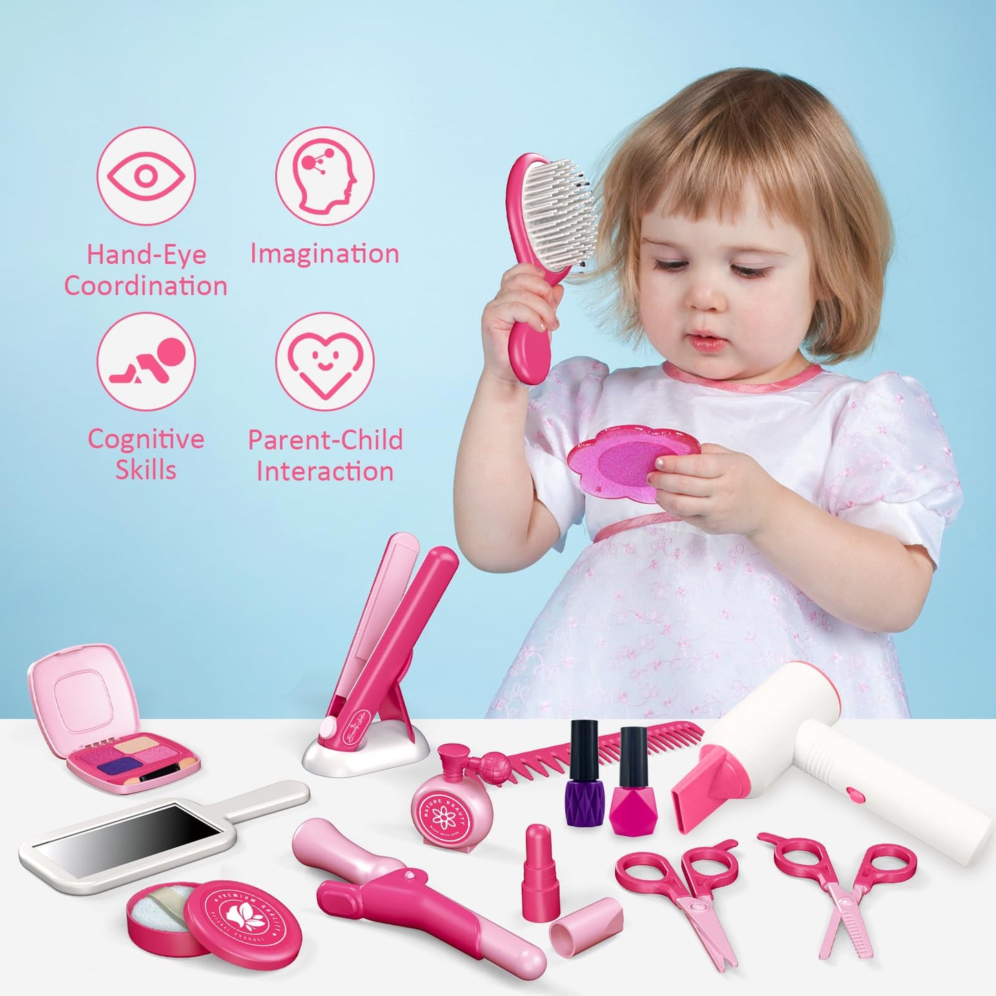 RedCrab Kids Beauty Salon Toy Set – Pretend Hair Stylist Kit for Girls 3-8