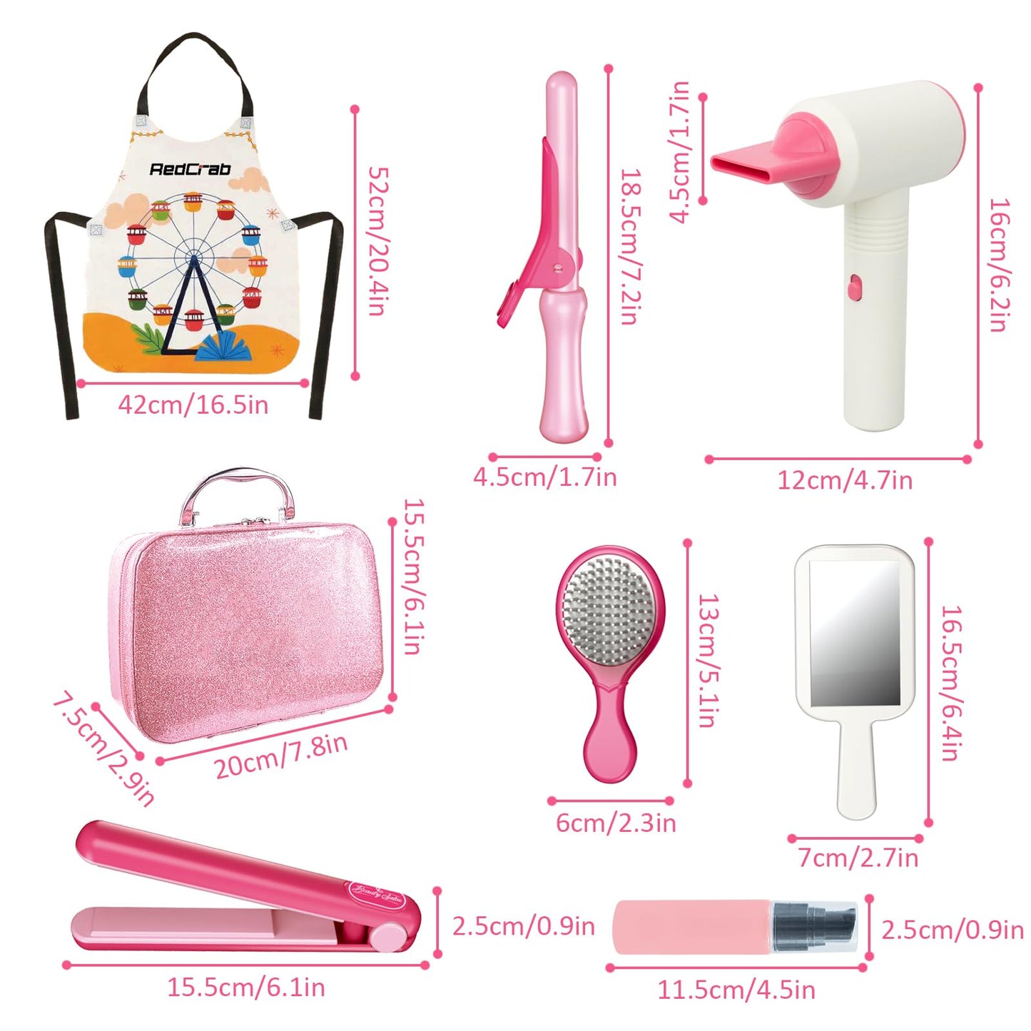 RedCrab Kids Beauty Salon Toy Set – Pretend Hair Stylist Kit for Girls 3-8