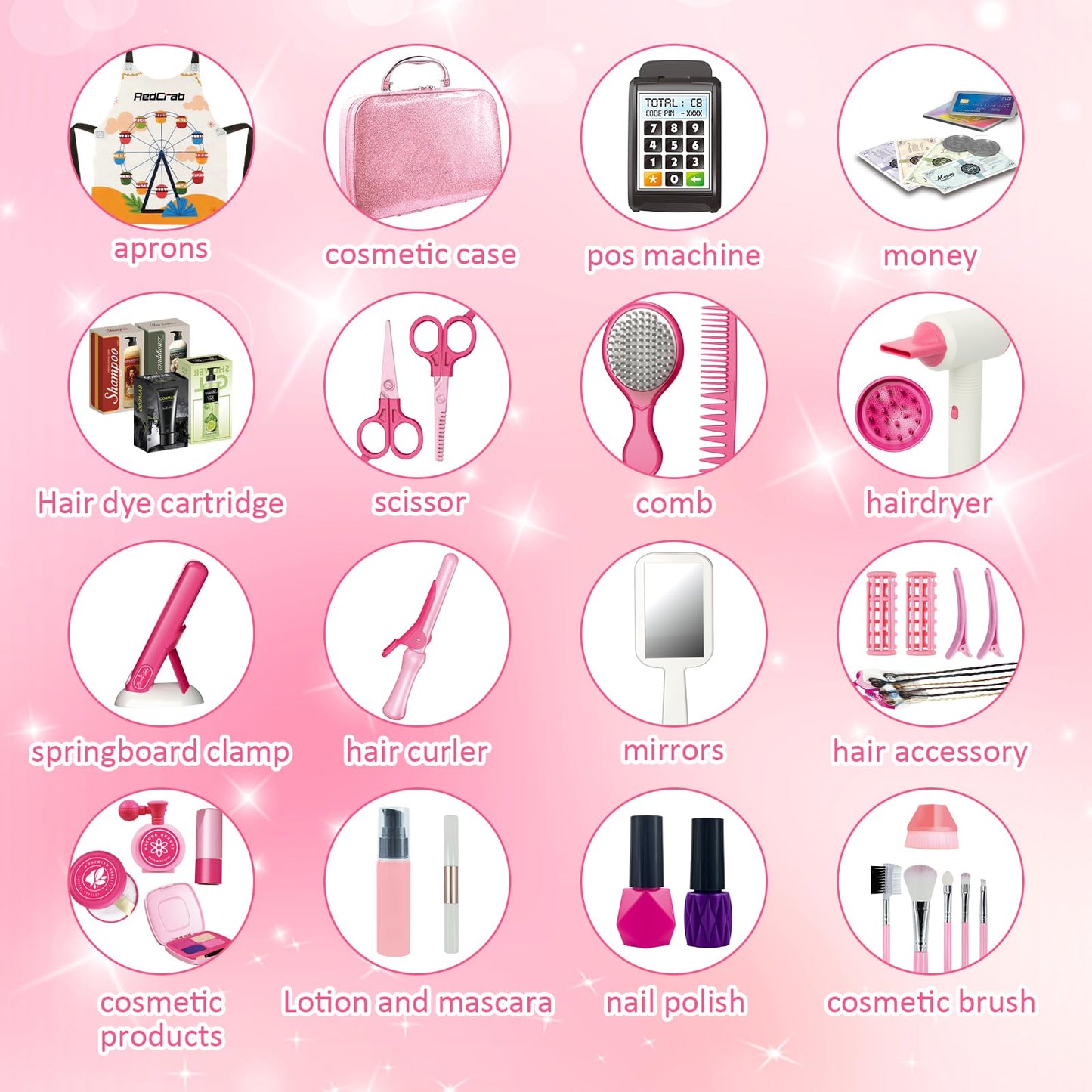 RedCrab Kids Beauty Salon Toy Set – Pretend Hair Stylist Kit for Girls 3-8