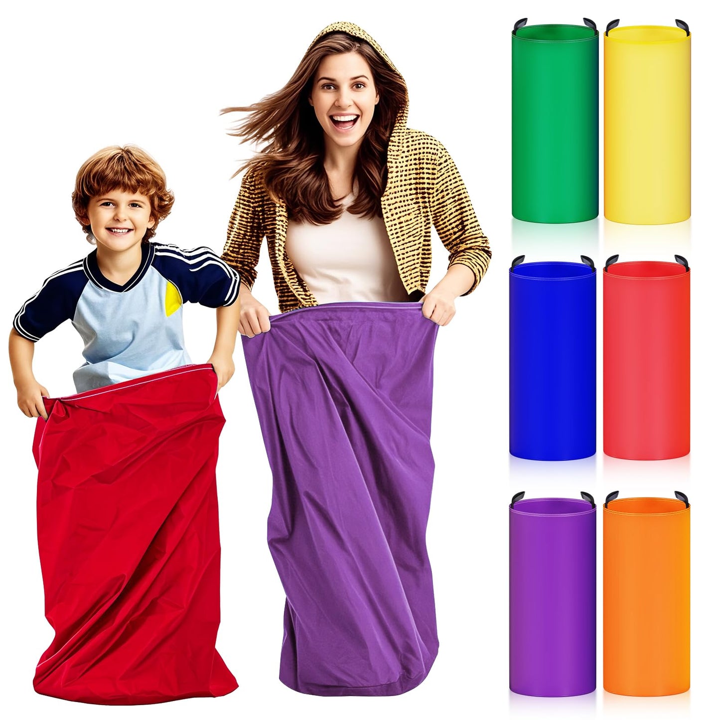 Redllo 6 Pack Potato Sack Race Bags — Durable Oxford Fabric, All-Ages Outdoor Party Games