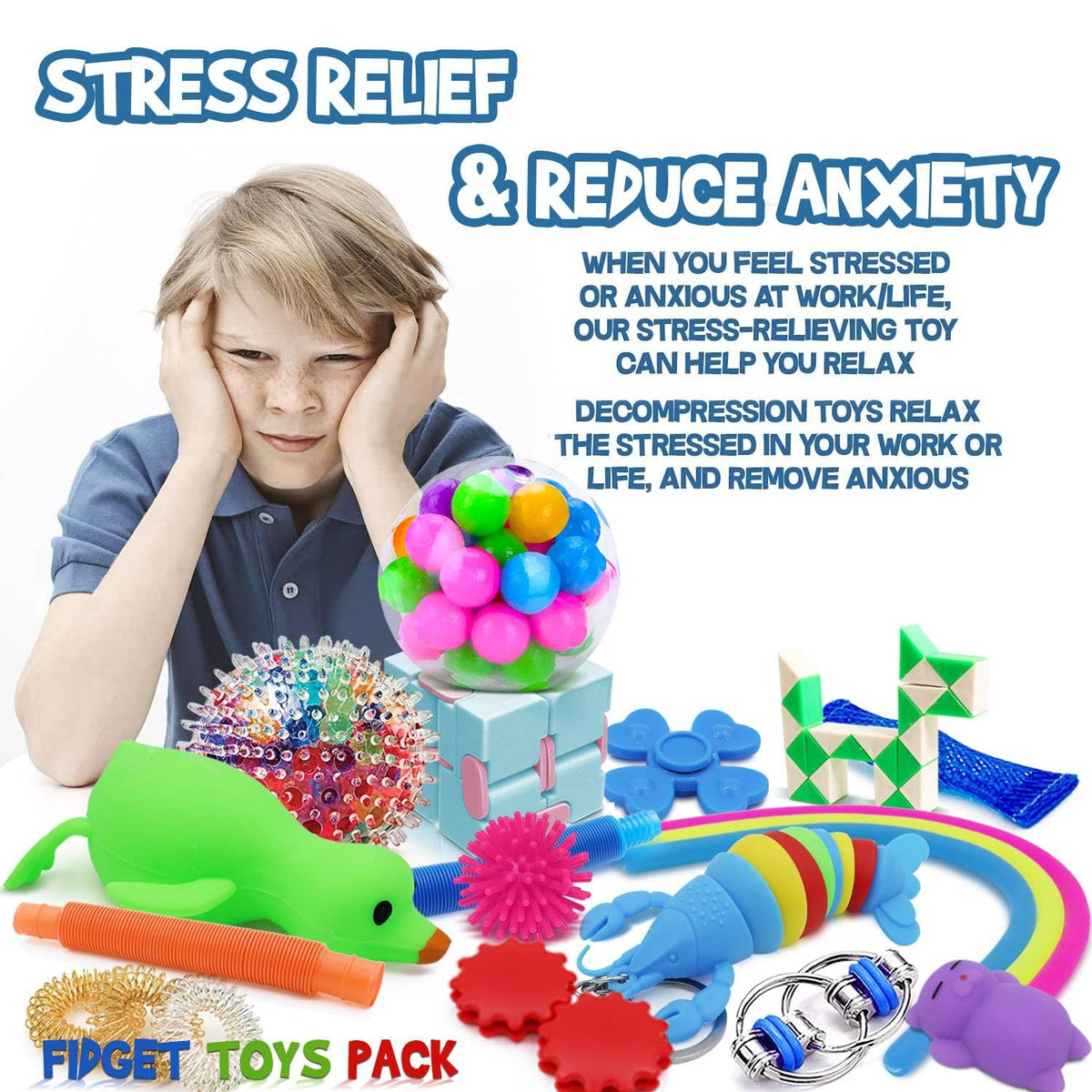 RedLored 34-Piece Fidget Toys Bundle – Stress Relief & Sensory Play for All Ages