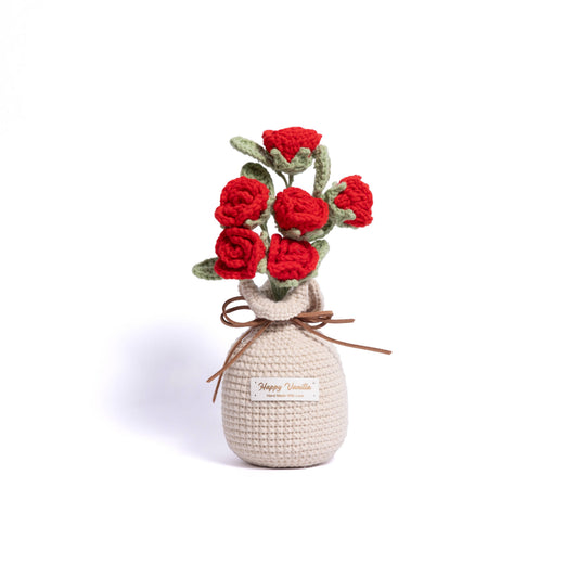 Cozy Crochet Heart Rose Plant – Handmade Amigurumi Gift for Loved Ones