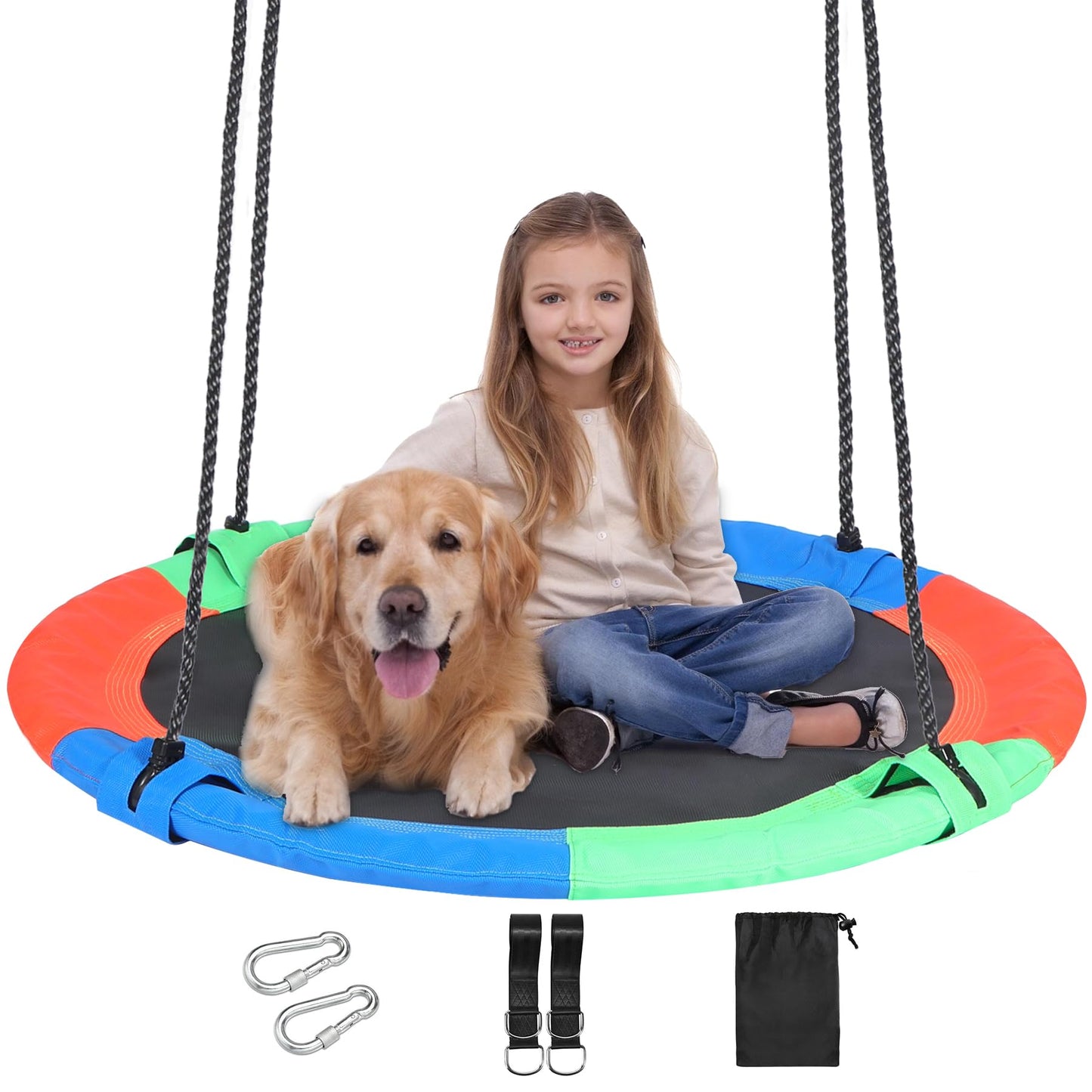 RedSwing 43-inch Rainbow Tree Swing for Kids – Large Flying Saucer, 500 LBS Capacity, Waterproof