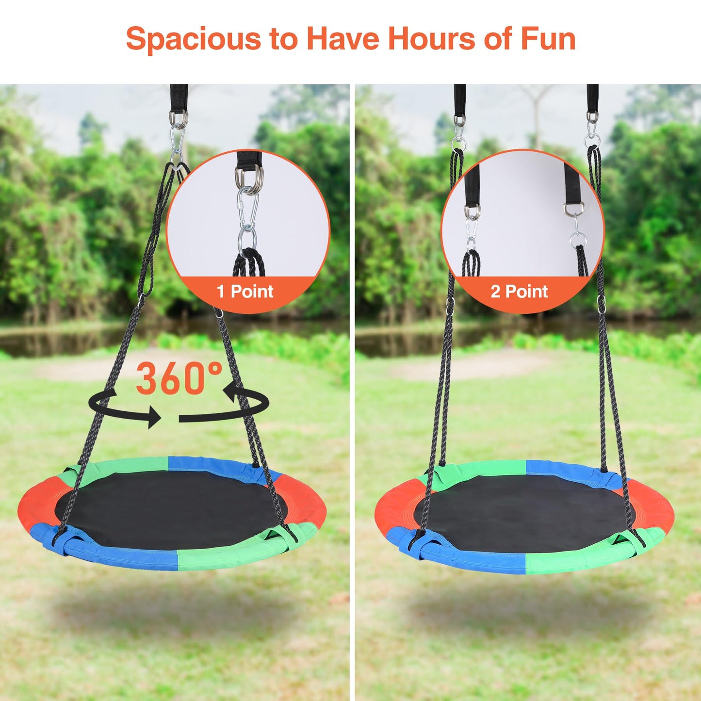 RedSwing 43-inch Rainbow Tree Swing for Kids – Large Flying Saucer, 500 LBS Capacity, Waterproof