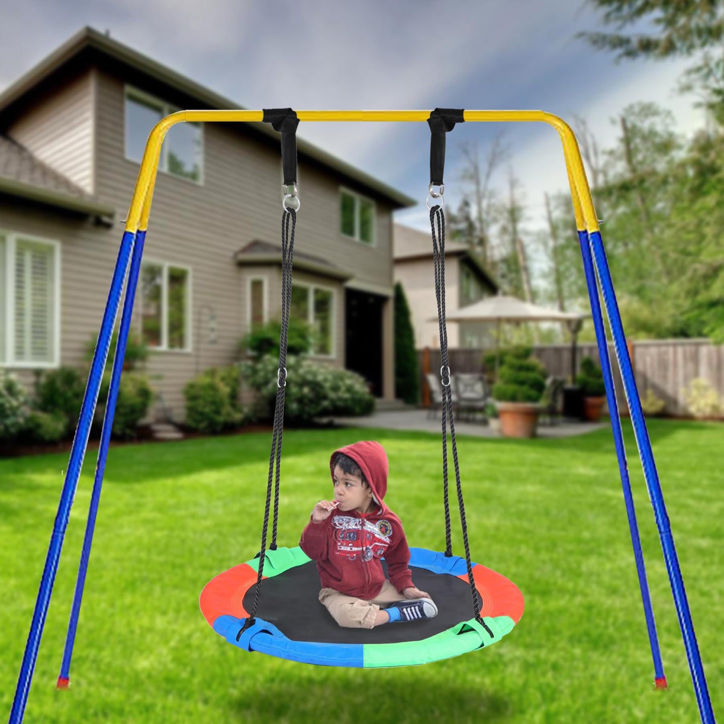 RedSwing 43-inch Rainbow Tree Swing for Kids – Large Flying Saucer, 500 LBS Capacity, Waterproof
