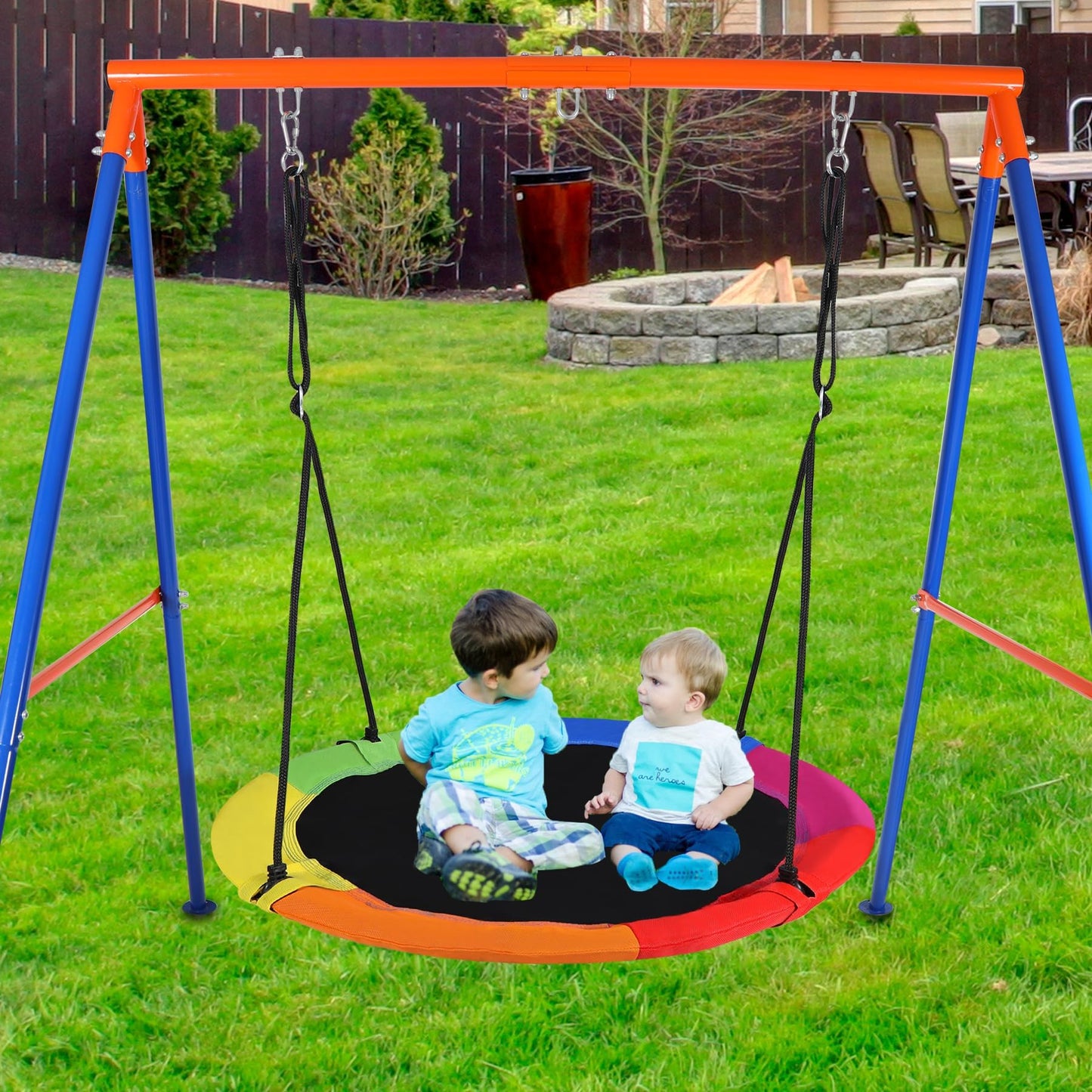 RedSwing 43-Inch Flying Saucer Tree Swing for Kids – Outdoor Multi-Color