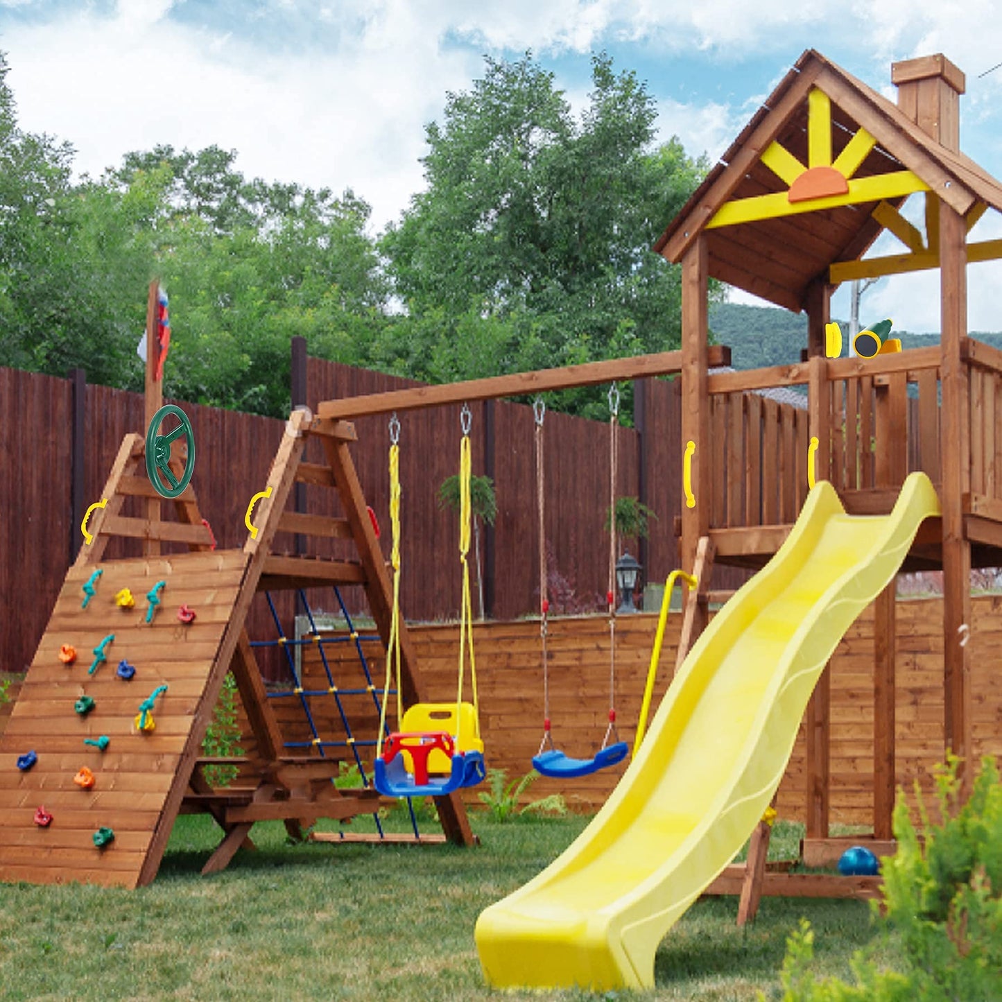 RedSwing Playground Accessories for Kids — Pirate Wheel, Telescope & Safety Handles
