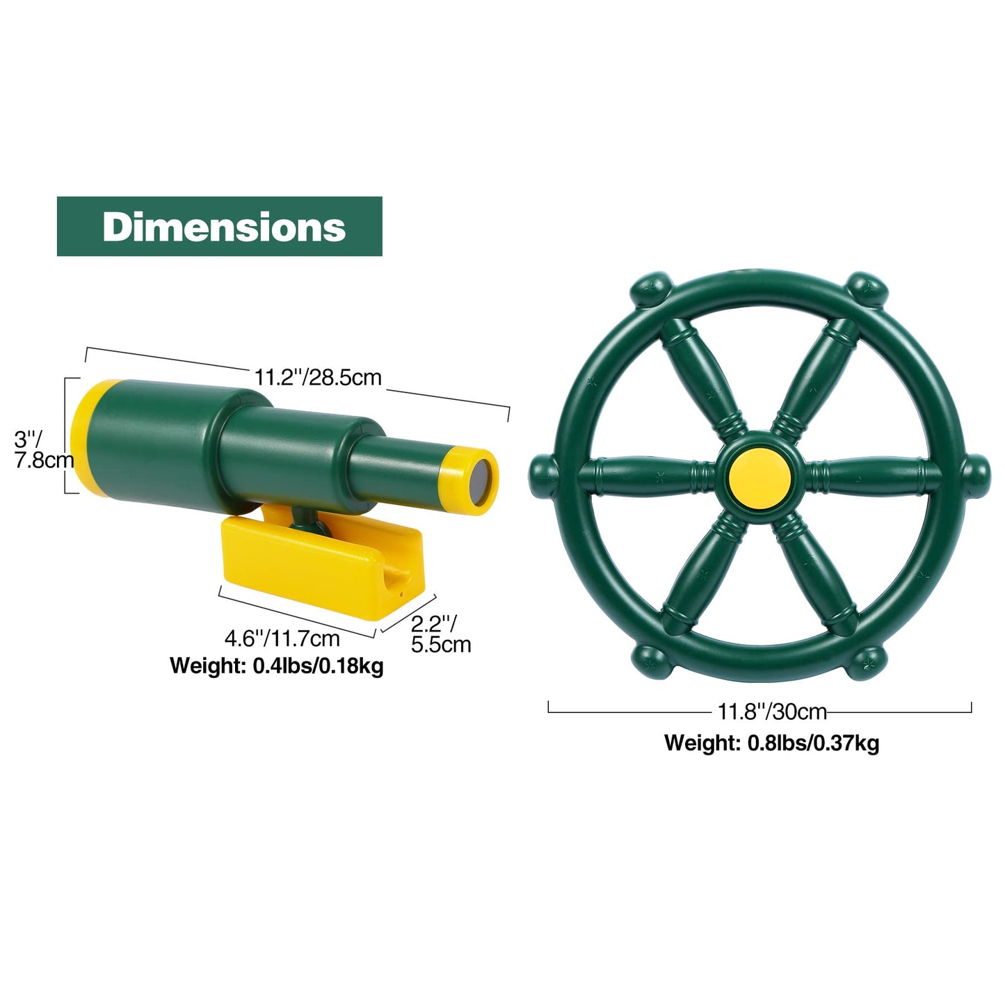 RedSwing Playground Accessories for Kids – Pirate Wheel and Telescope, Easy Setup