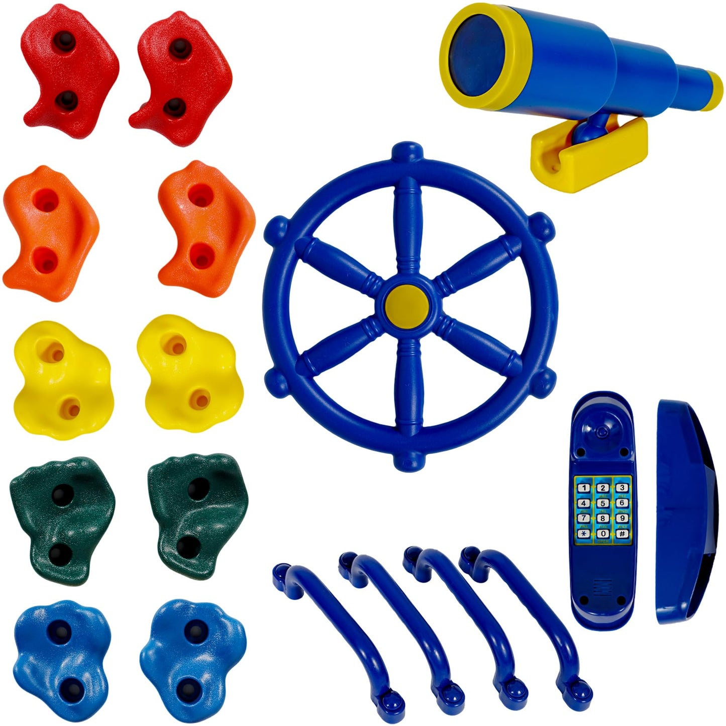 RedSwing Backyard Playground Accessories | Pirate Ship Wheel, Telescope & Climbing Holds
