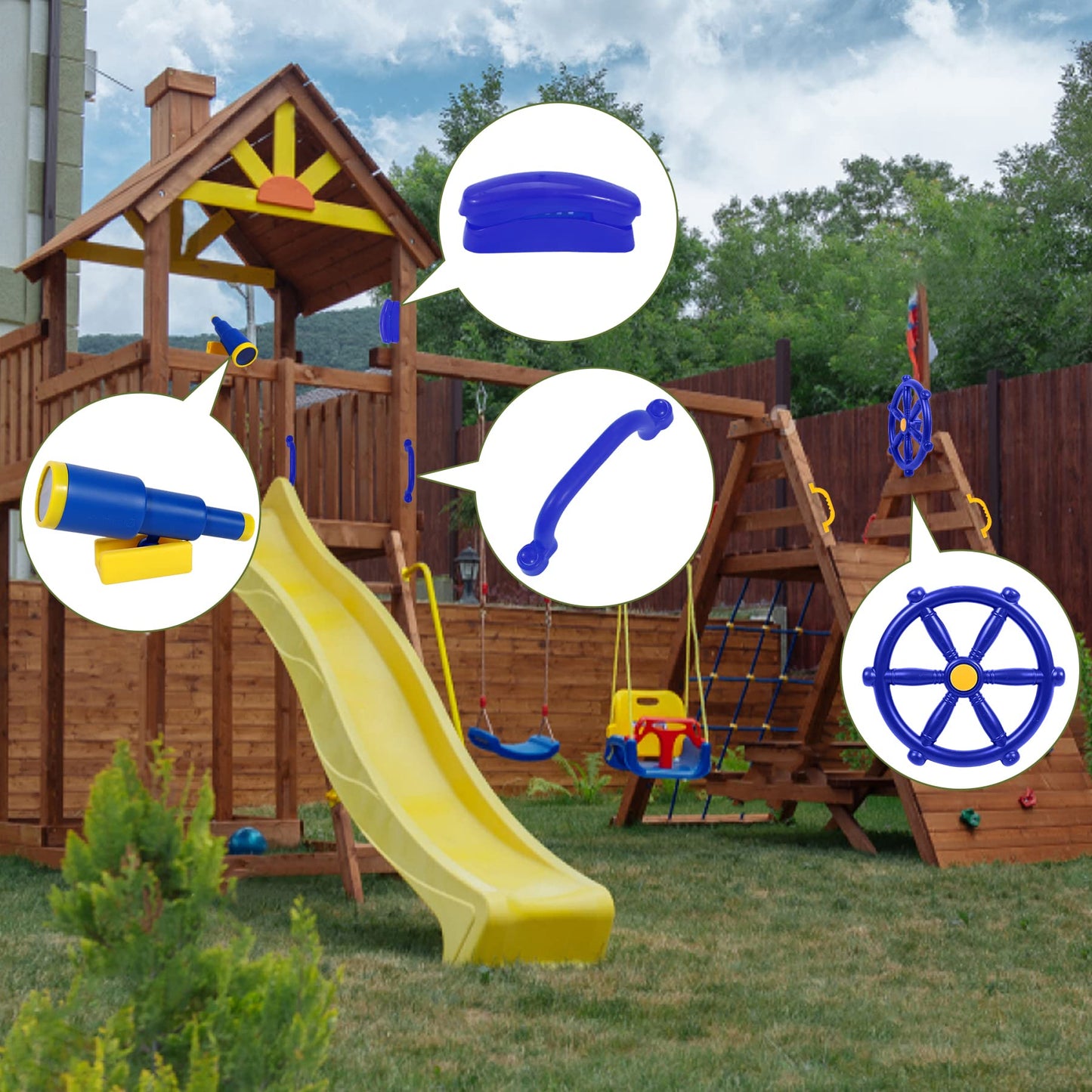 RedSwing Playground Accessories for Kids - Backyard Swingset Attachments (Blue)