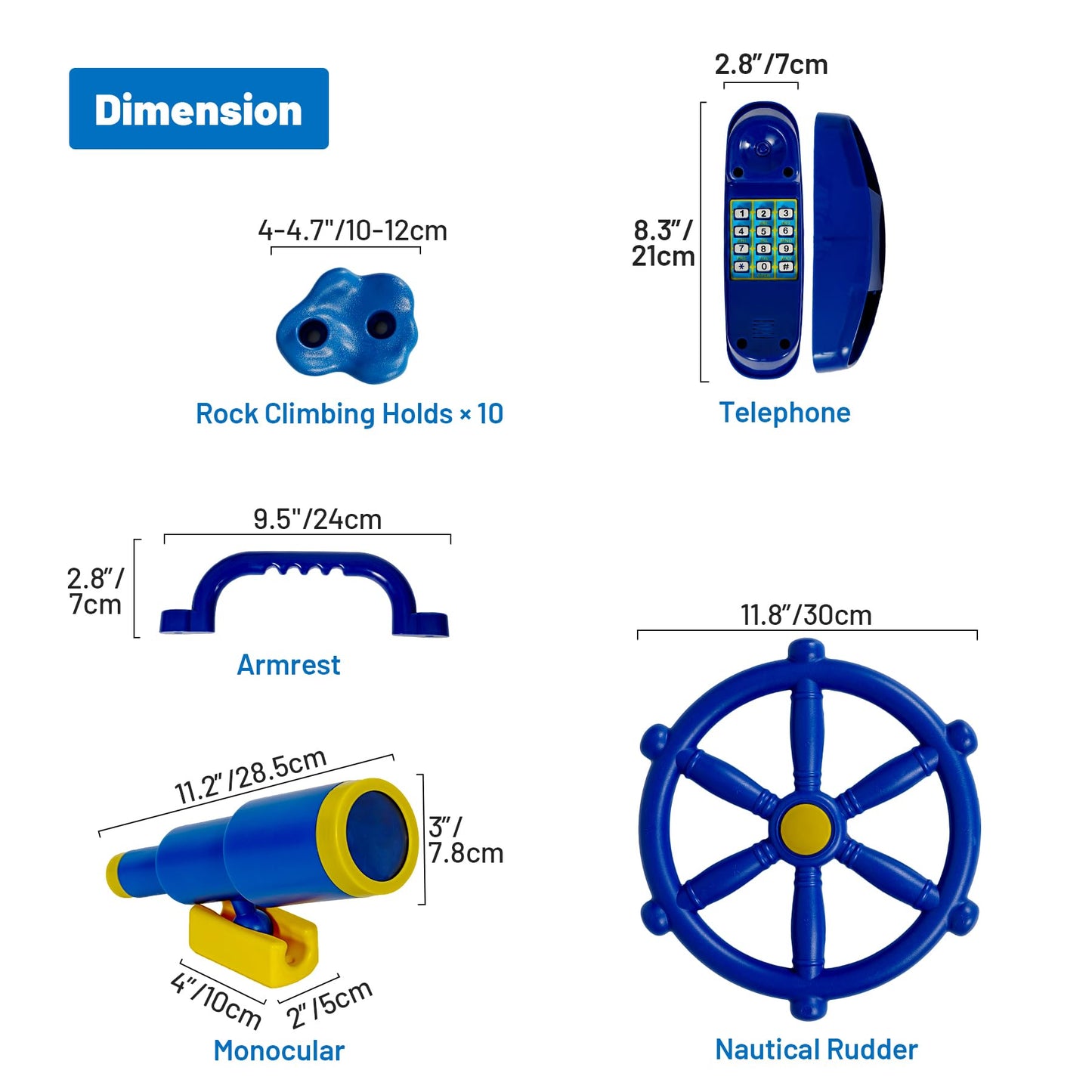 RedSwing Backyard Playground Accessories | Pirate Ship Wheel, Telescope & Climbing Holds