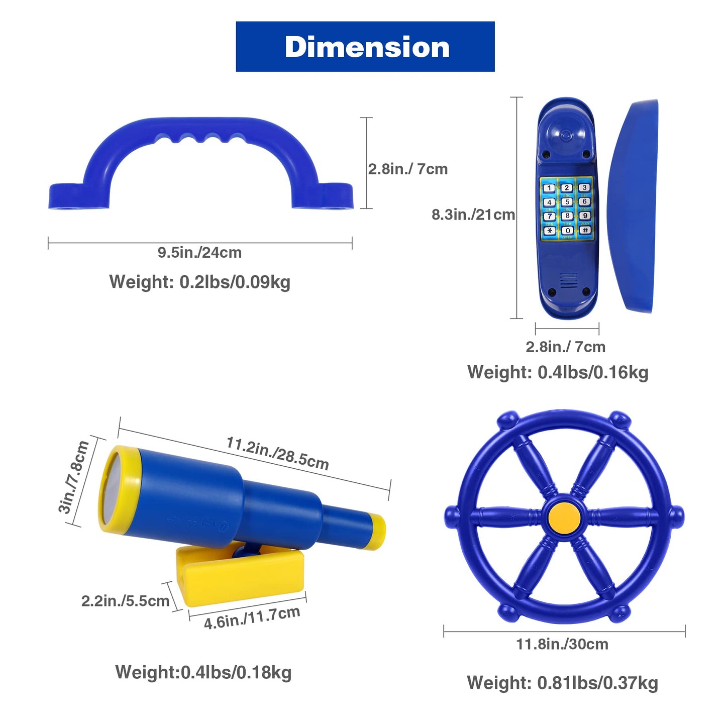 RedSwing Playground Accessories for Kids - Backyard Swingset Attachments (Blue)