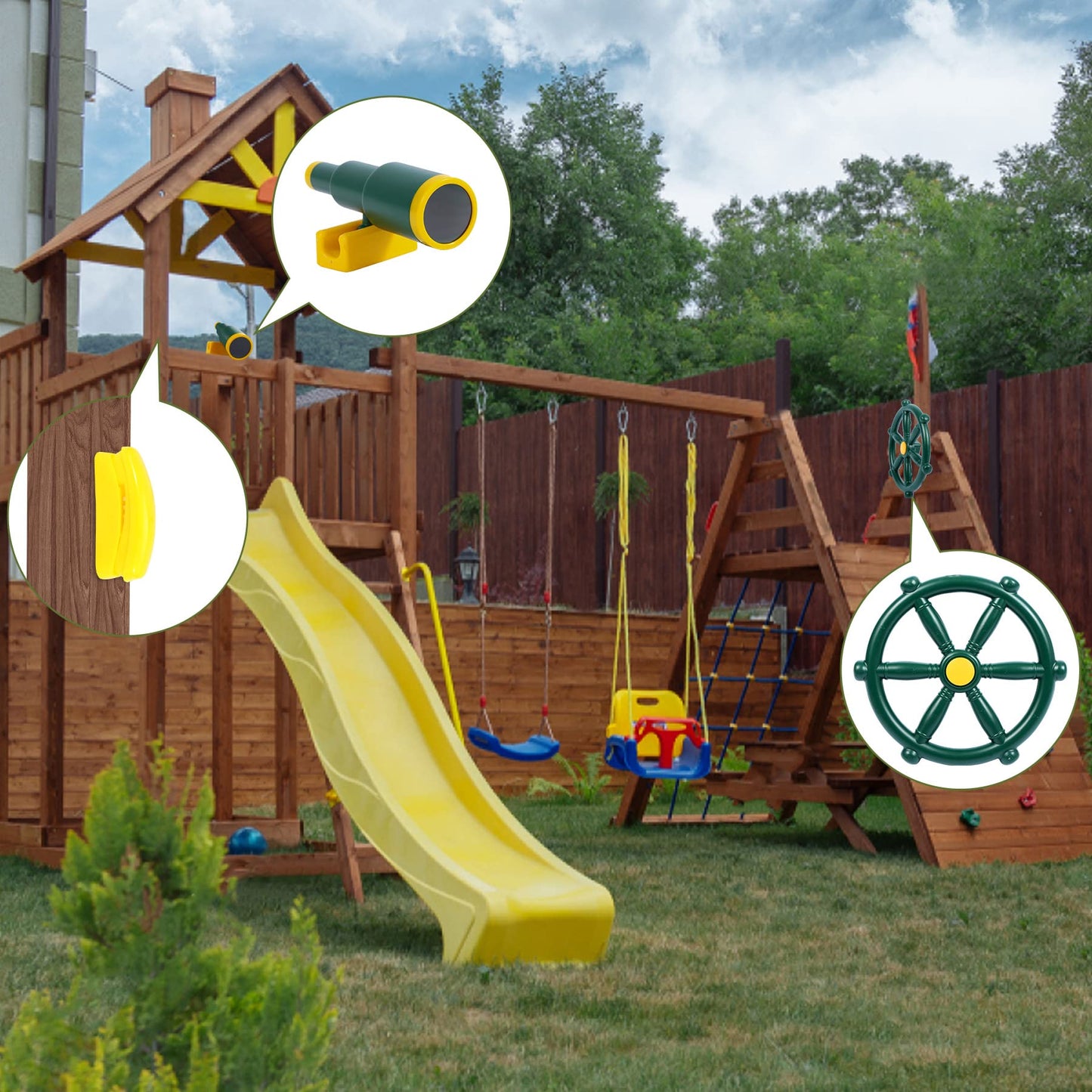 RedSwing Playground Accessories for Kids — Pirate Ship Wheel, Telescope & Telephone for Outdoor Play