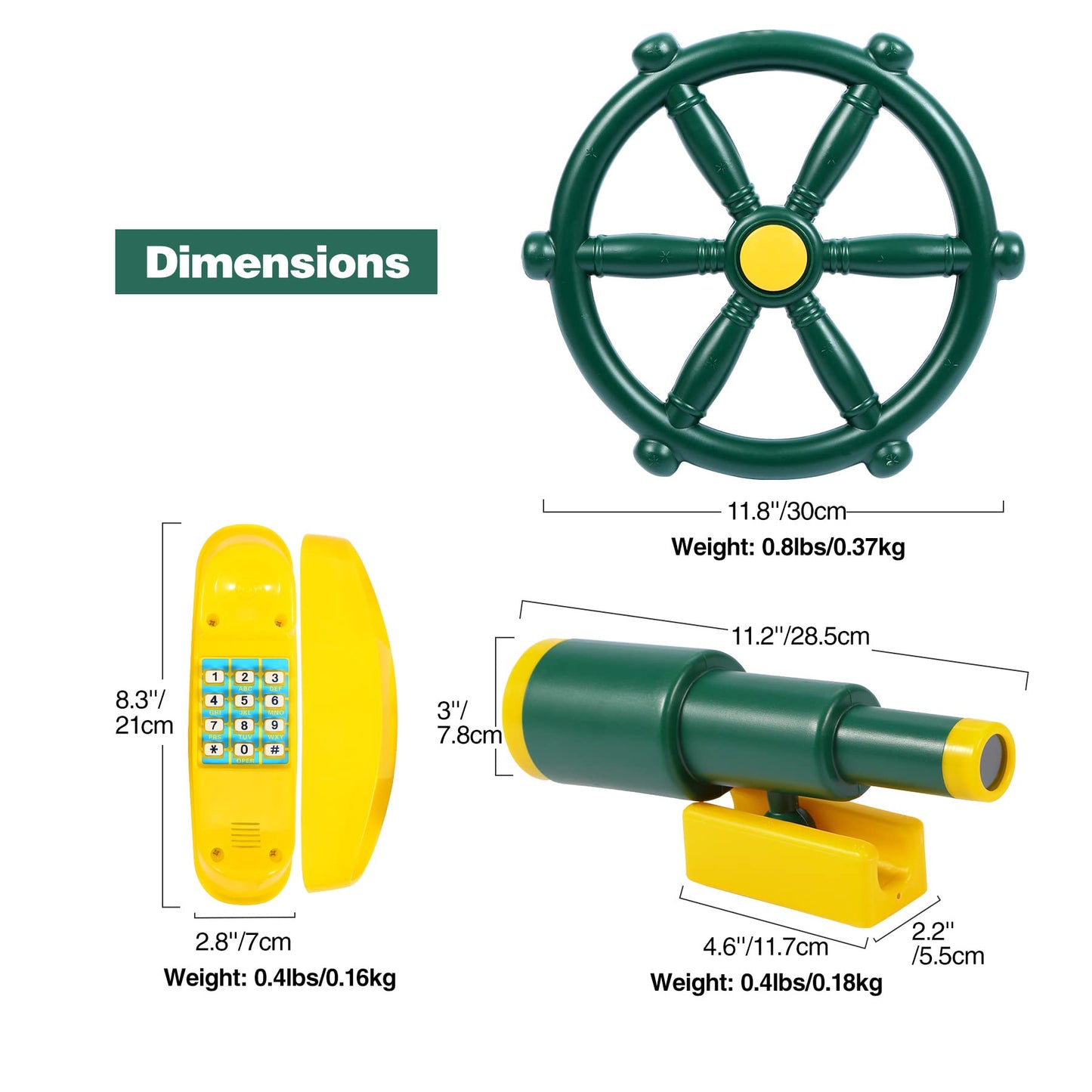 RedSwing Playground Accessories for Kids — Pirate Ship Wheel, Telescope & Telephone for Outdoor Play