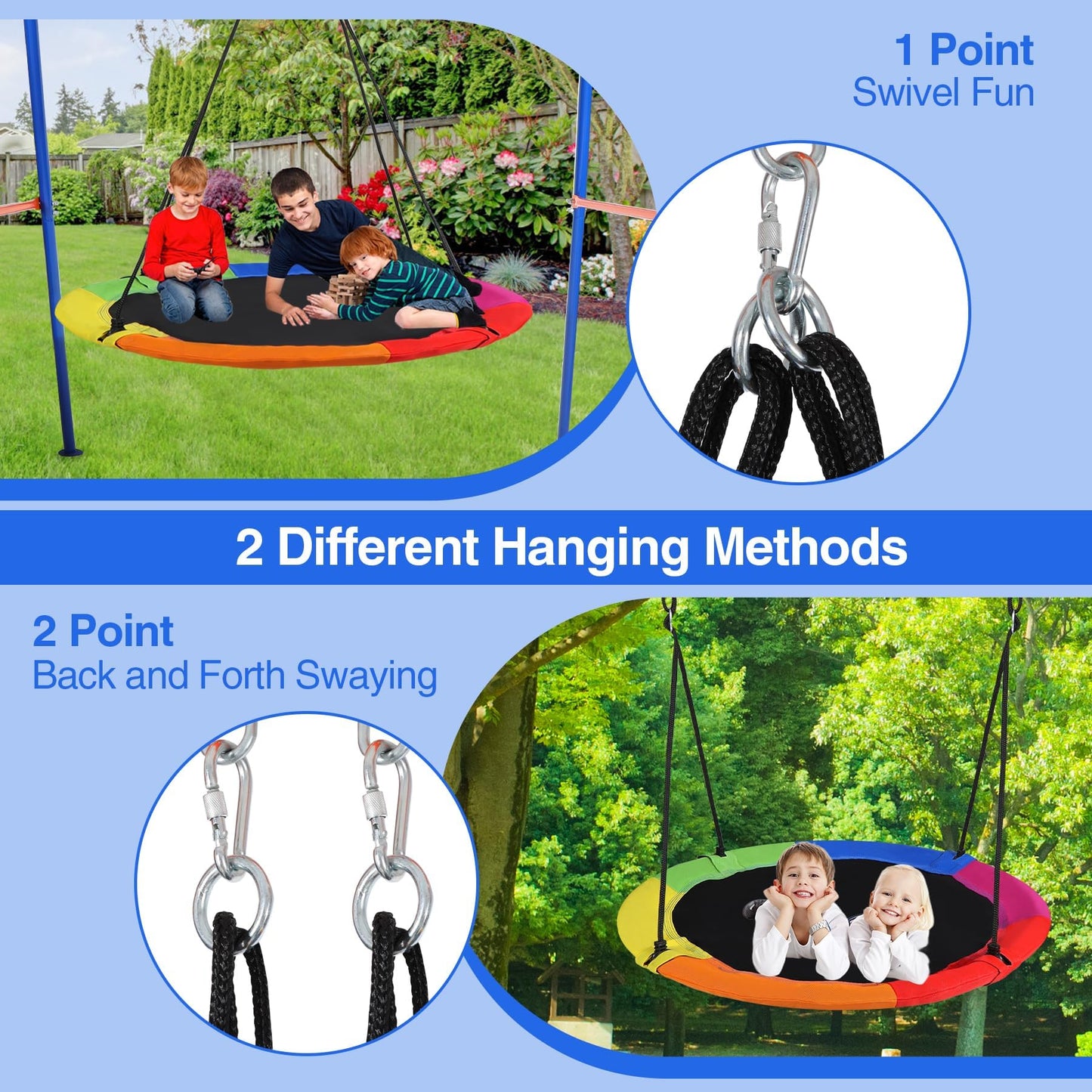 RedSwing 43-Inch Flying Saucer Tree Swing for Kids – Outdoor Multi-Color