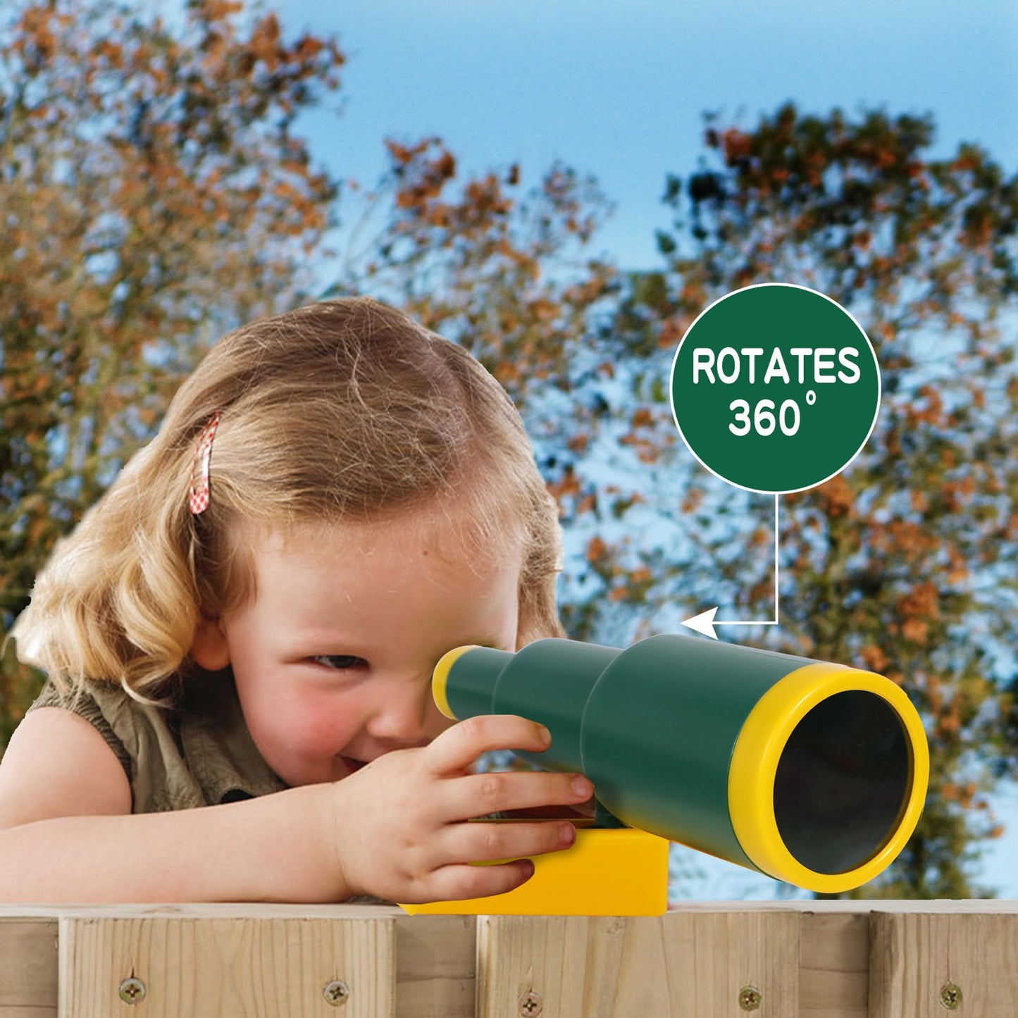 RedSwing Playground Accessories for Kids – 2 Pirate Ship Wheels, Toy Telescope, Telephone & Safety Handles (Yellow & Green)