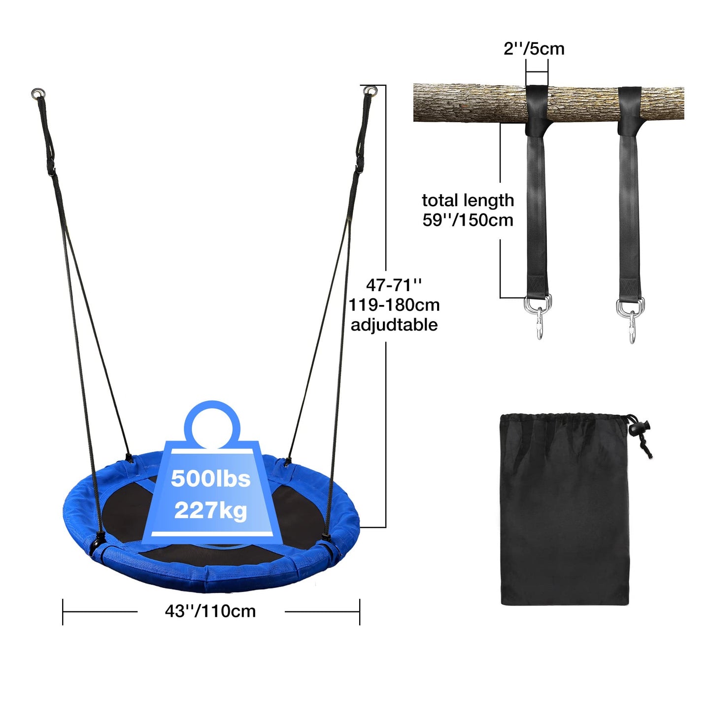 RedSwing 43-Inch Saucer Tree Swing for Kids – 500 Lbs Capacity, Indoor Outdoor