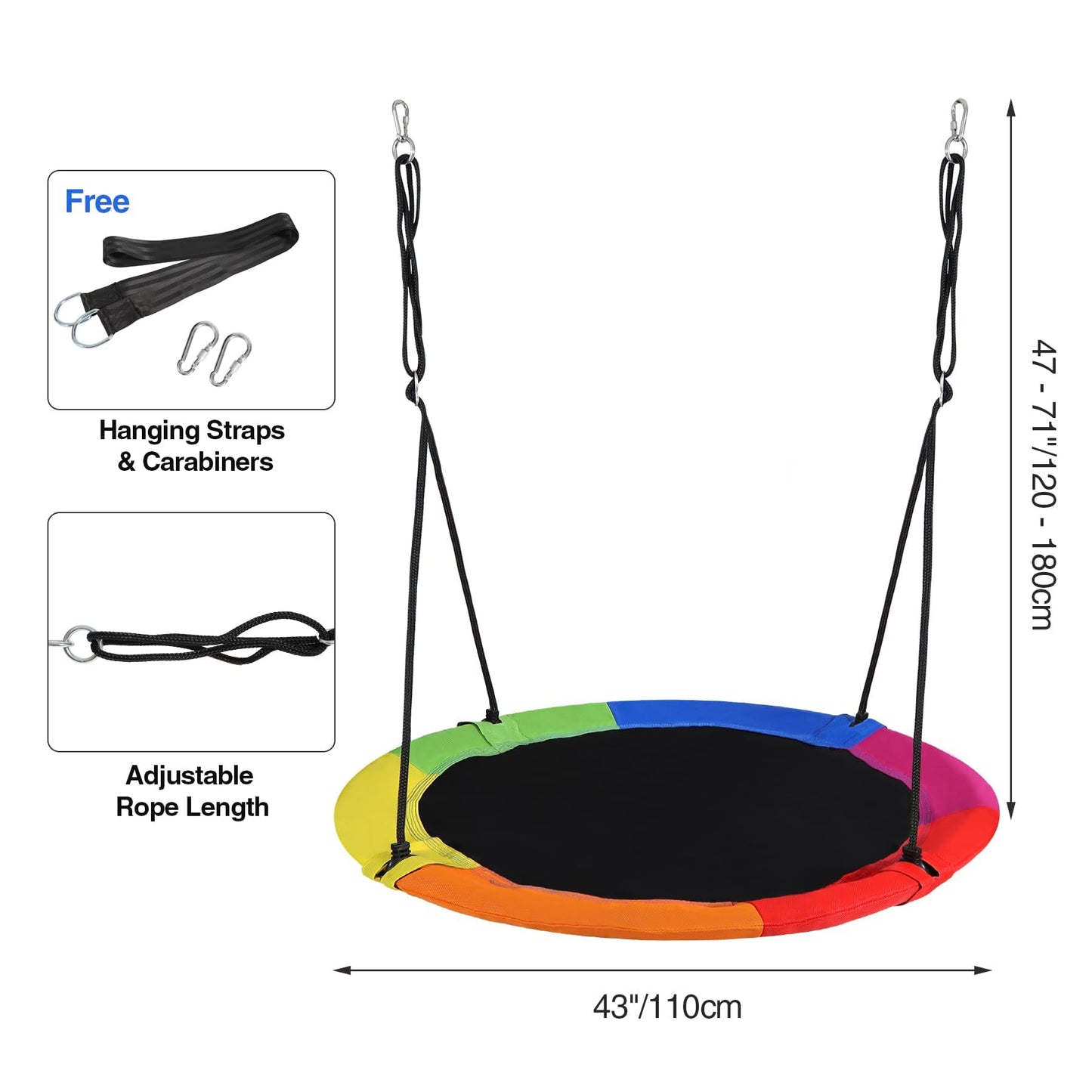 RedSwing 43-Inch Flying Saucer Tree Swing for Kids – Outdoor Multi-Color