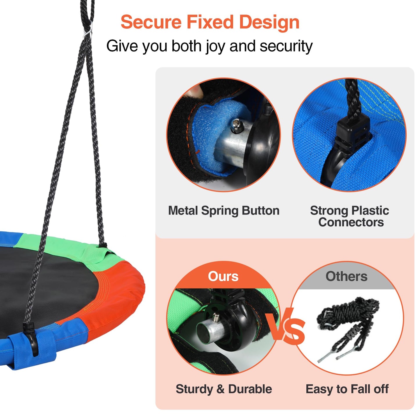 RedSwing 43-inch Rainbow Tree Swing for Kids – Large Flying Saucer, 500 LBS Capacity, Waterproof