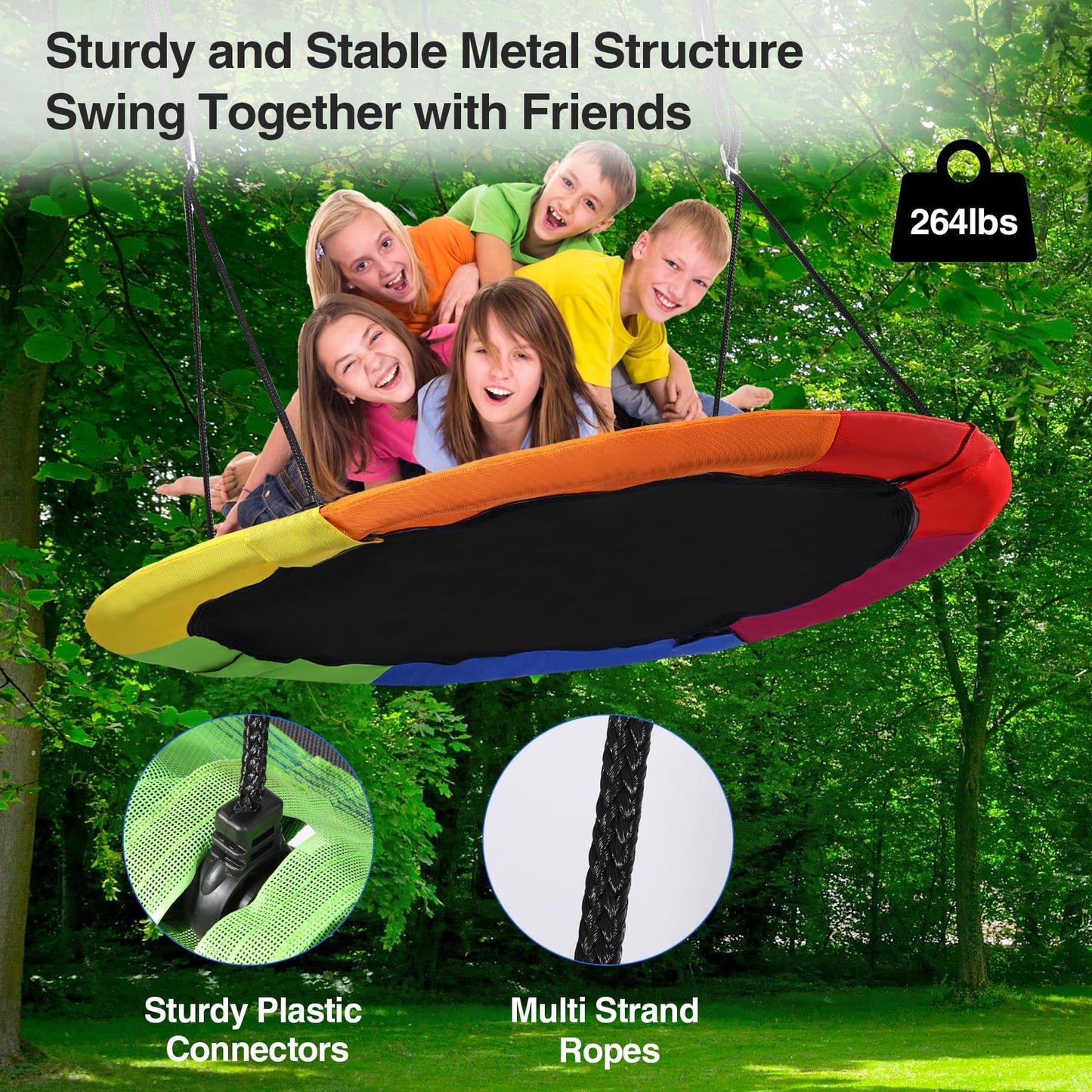 RedSwing 43-Inch Flying Saucer Tree Swing for Kids – Outdoor Multi-Color