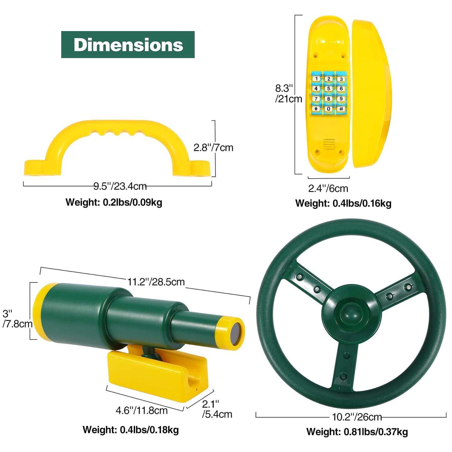 RedSwing Playground Accessories for Kids — Pirate Wheel, Telescope & Safety Handles