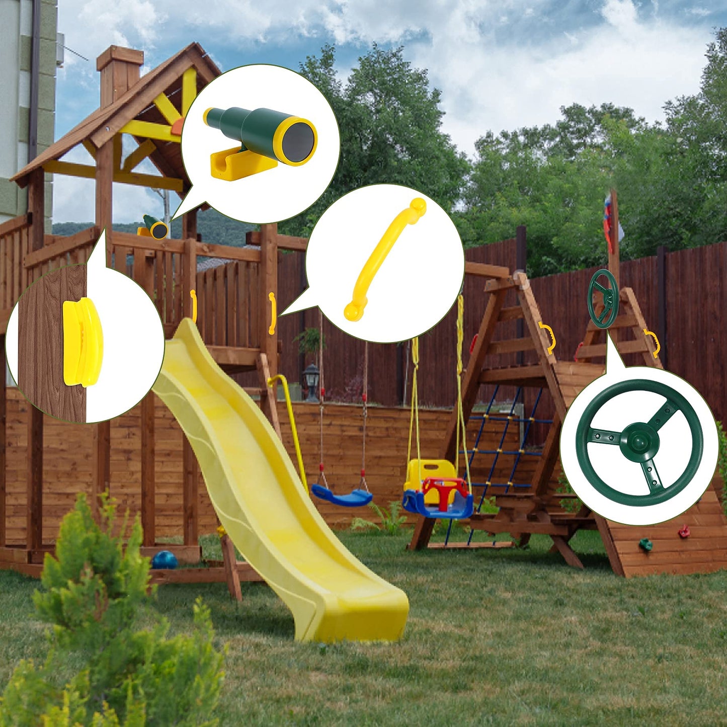 RedSwing Playground Accessories for Kids — Pirate Wheel, Telescope & Safety Handles