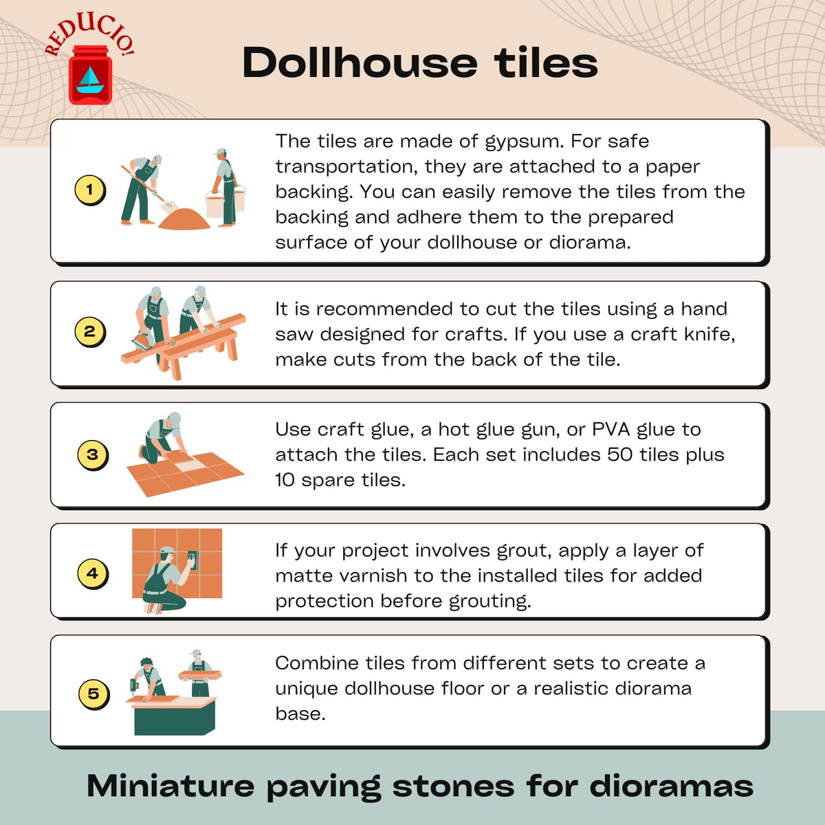 REDUCIO! Dollhouse Flooring — 50 Mini Paving Bricks, 1/12 Scale